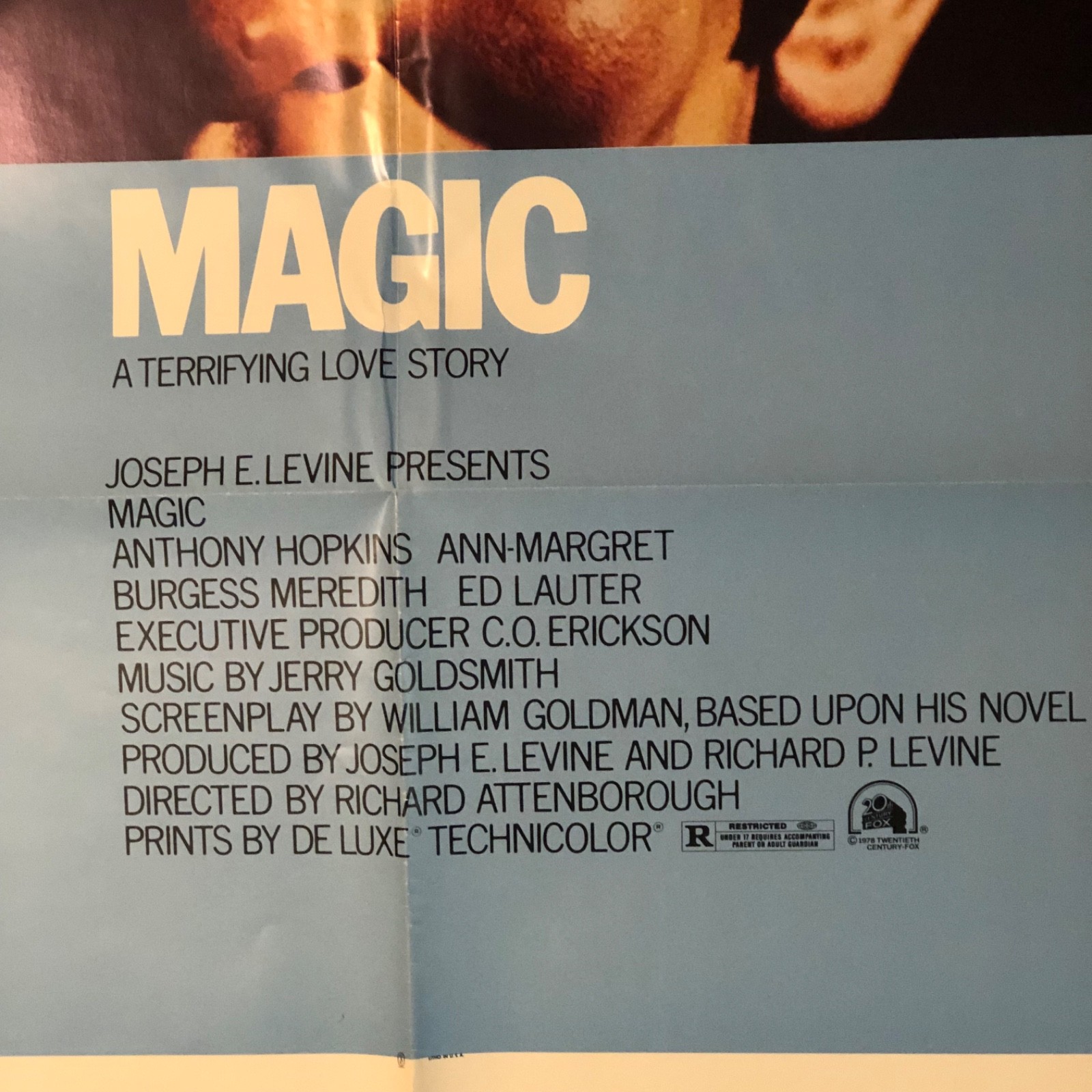 Magic 1978 ORIGINAL 27X41 MOVIE POSTER ANTHONY HOPKINS ANN-MARGRET HORROR