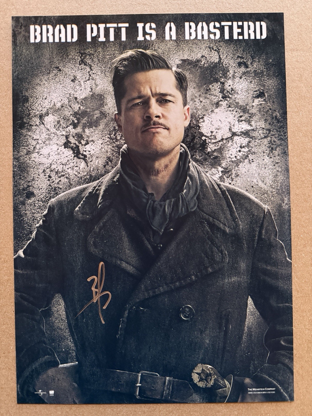 Brad Pitt Autographed Mini Poster Inglourious Basterds Real Authentic COA