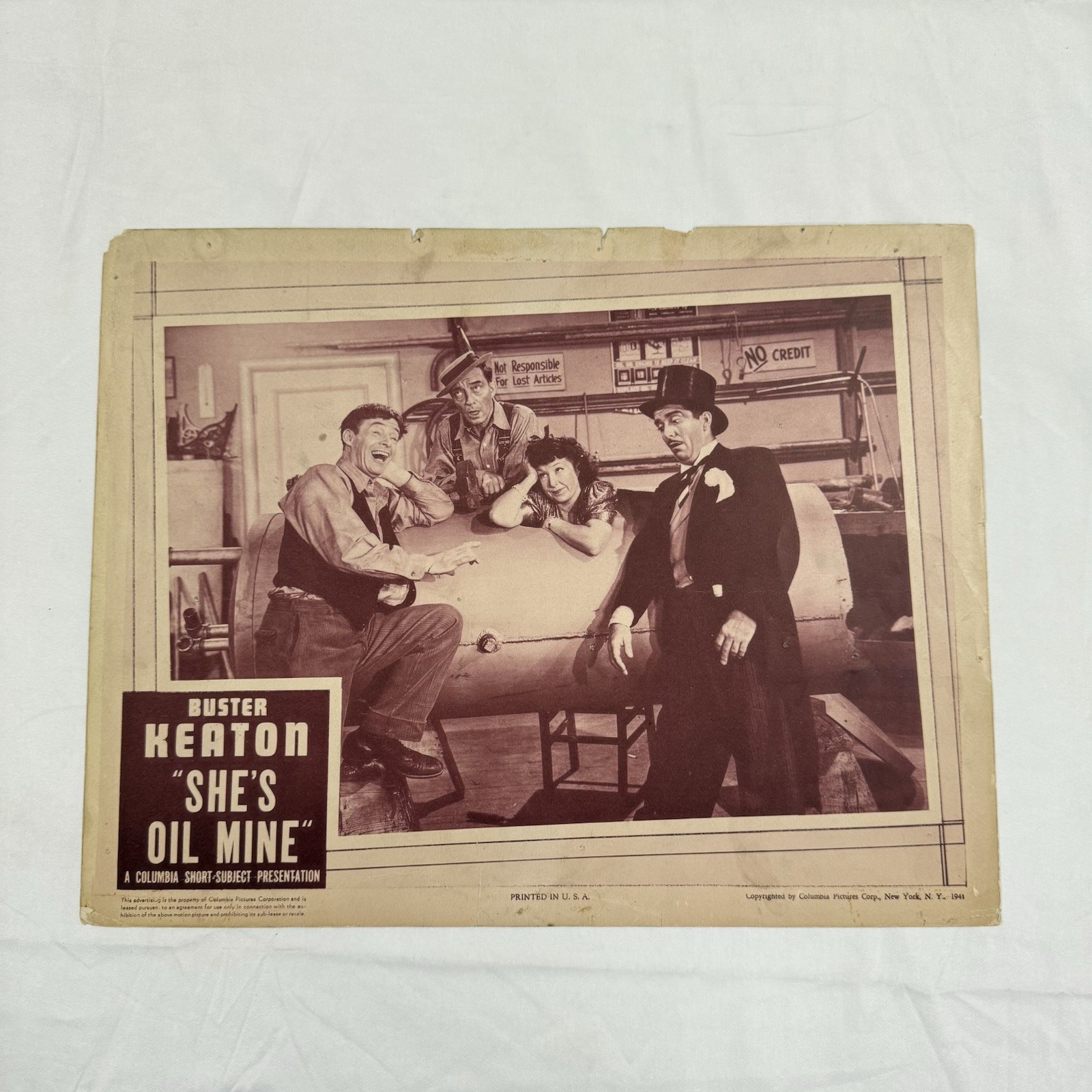 1941 She’s Oil Mine Original 11×14” Lobby Card Buster Keaton