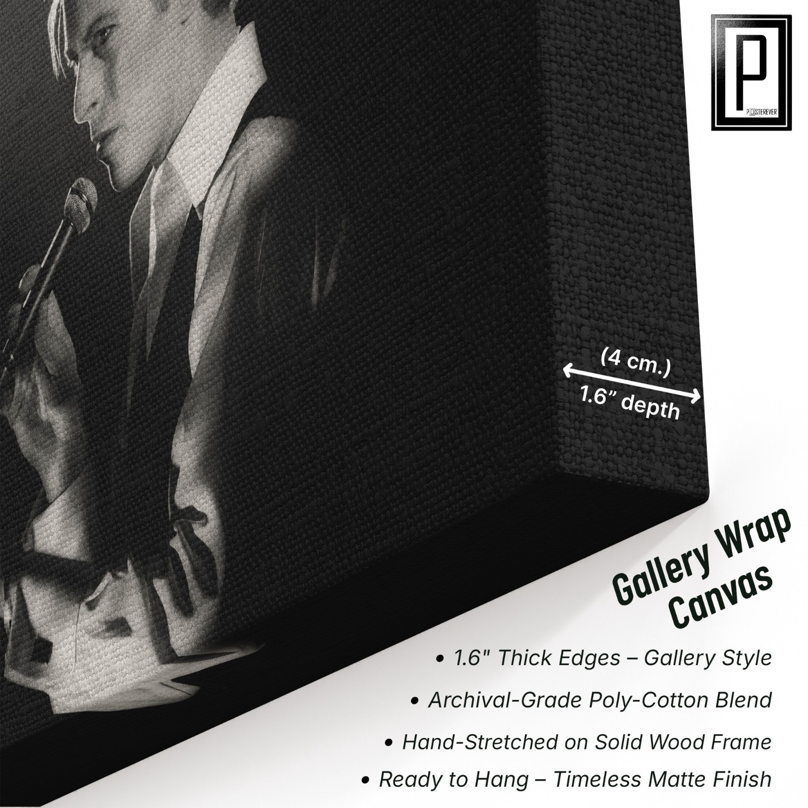 David Bowie 1976 Profile B&W Photo Poster | Thin White Duke Tour Wall Art Print