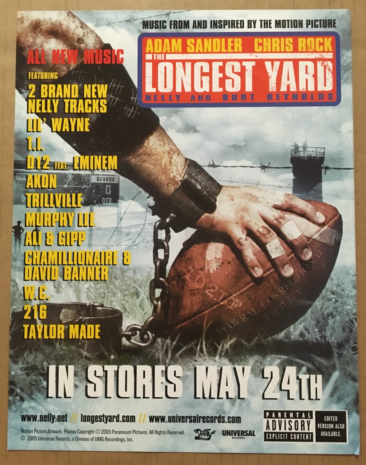 ADAM SANDLER d12 EMINEM Rare PROMO WINDOW STATIC CLING POSTER 4 Longest Yard CD