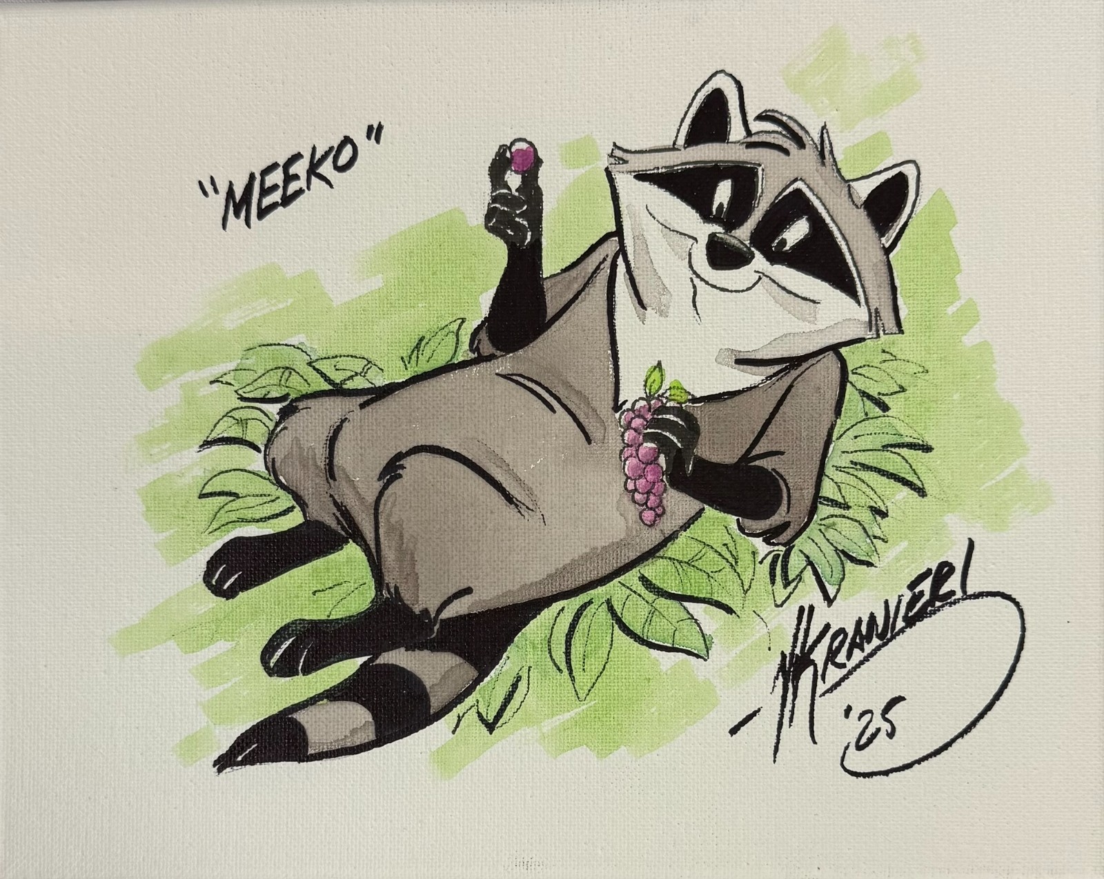 Nik Ranieri signed inscribed Original Artwork 8×10 canvas JSA Meeko Pocahontas