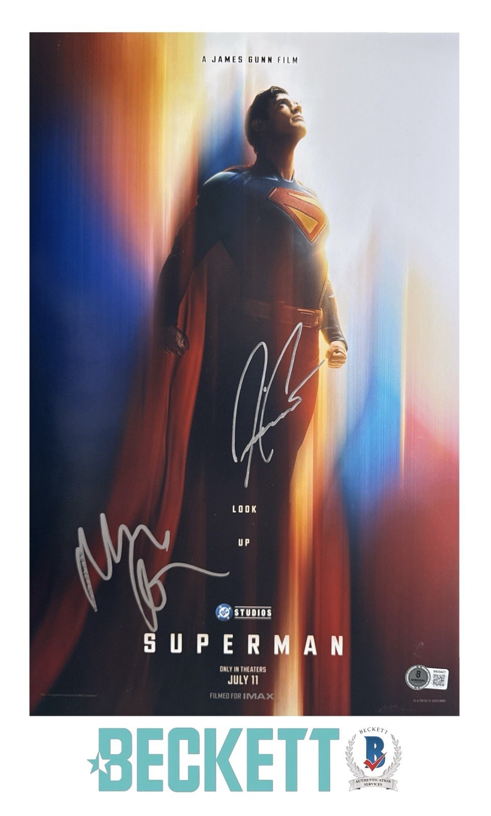 David Corenswet & Nicholas Hoult Signed 11×17 Superman Poster Photo Beckett COA