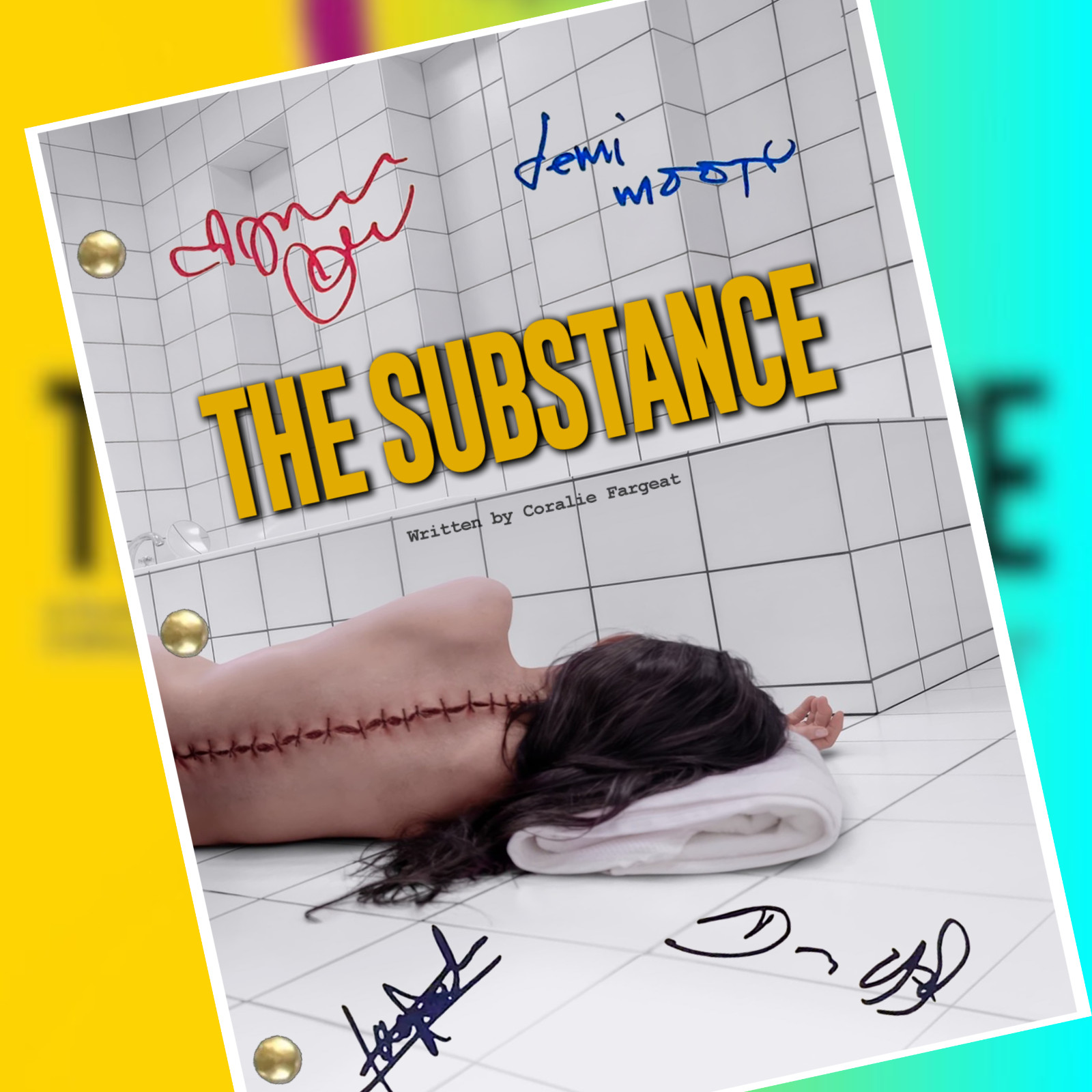 The Substance Script Autograph Signed Reprints 145 Pages- Demi Moore, Horror