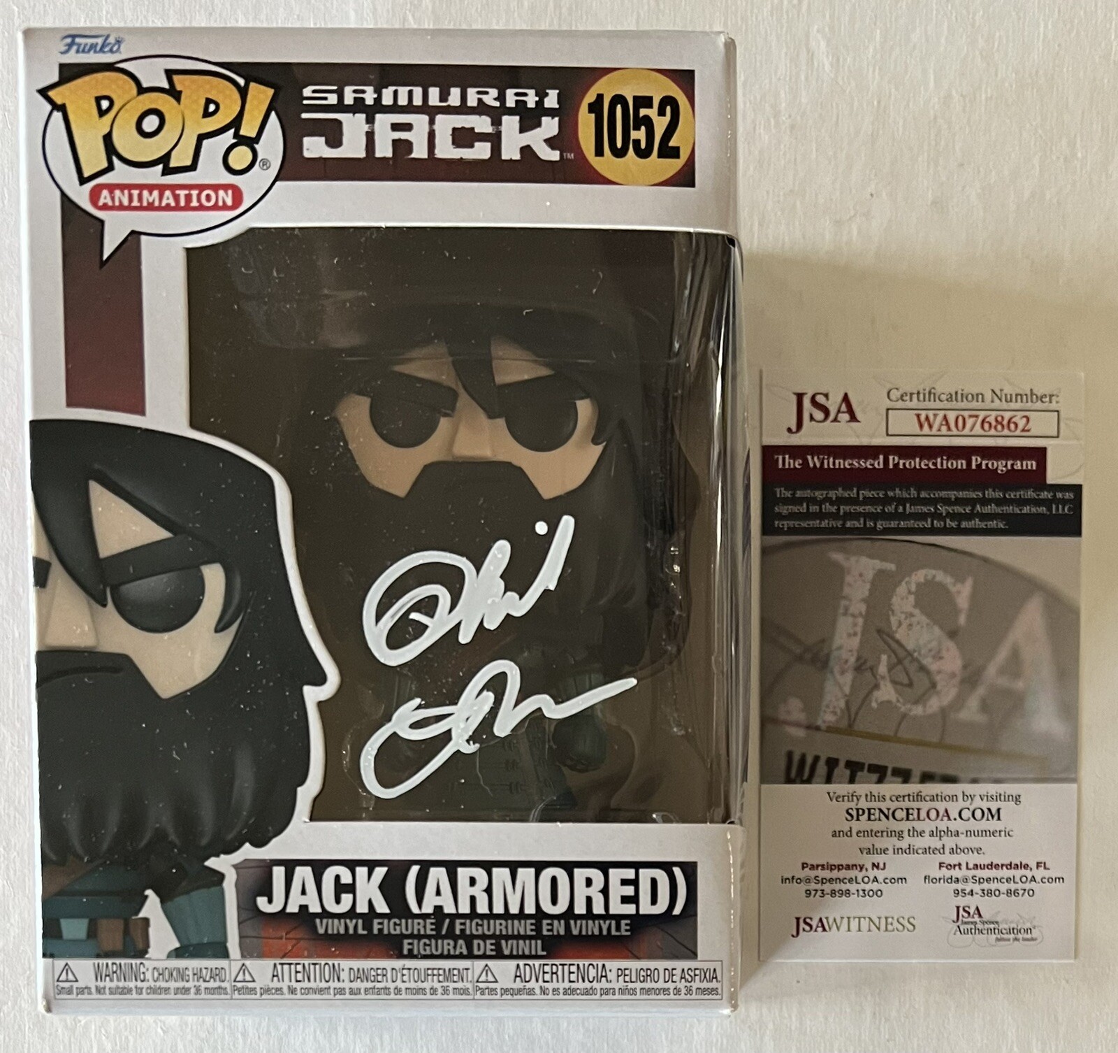 PHIL LAMARR SIGNED • SAMURAI JACK FUNKO POP • JACK (ARMORED) 1052 JSA WITNESSED