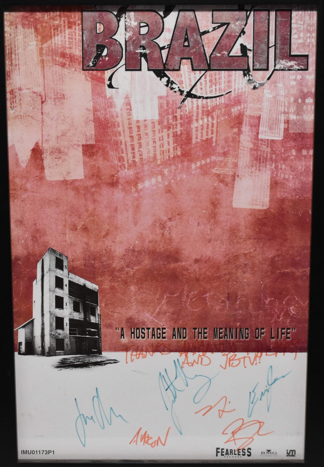 Signed + Framed Brazil Band Poster, Fearless Records, iMusic, BMG Distribution
