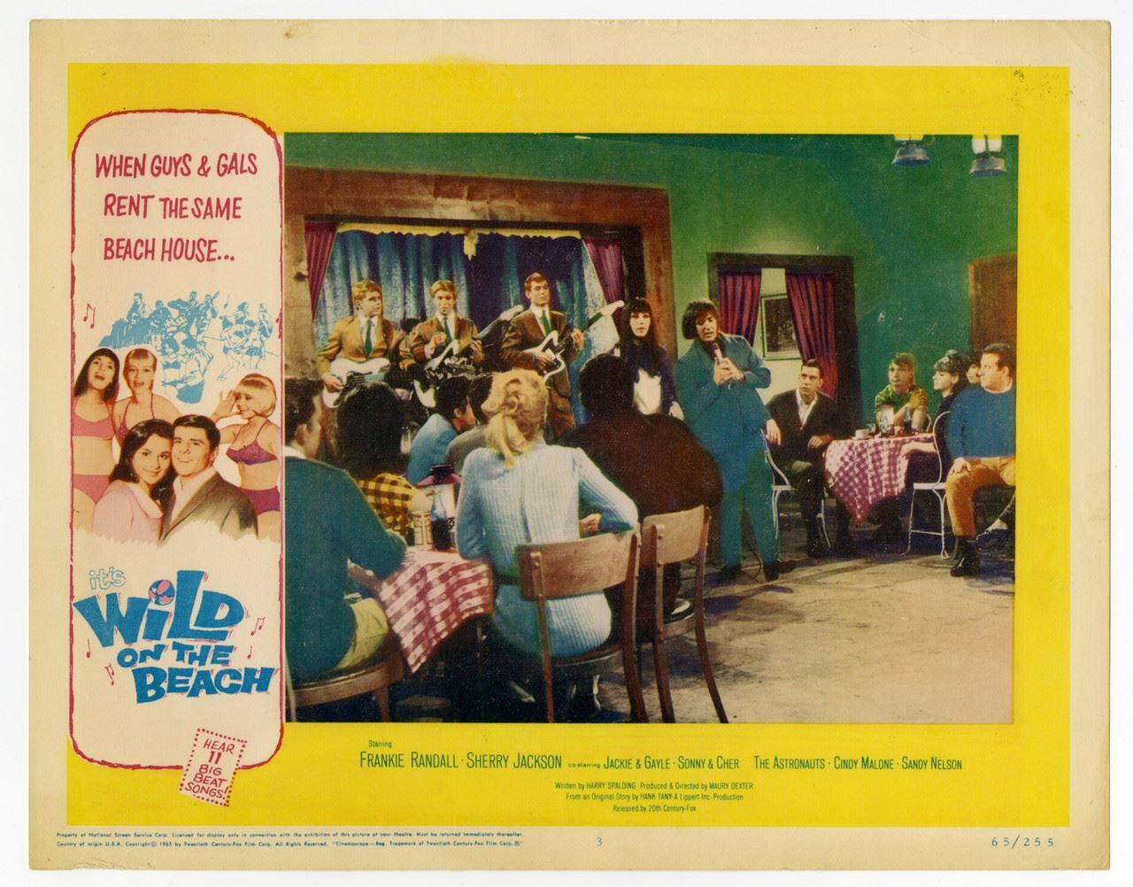 WILD ON THE BEACH (1965) 9554 Scene Lobby Card (11×14) Sonny and Cher The Ast