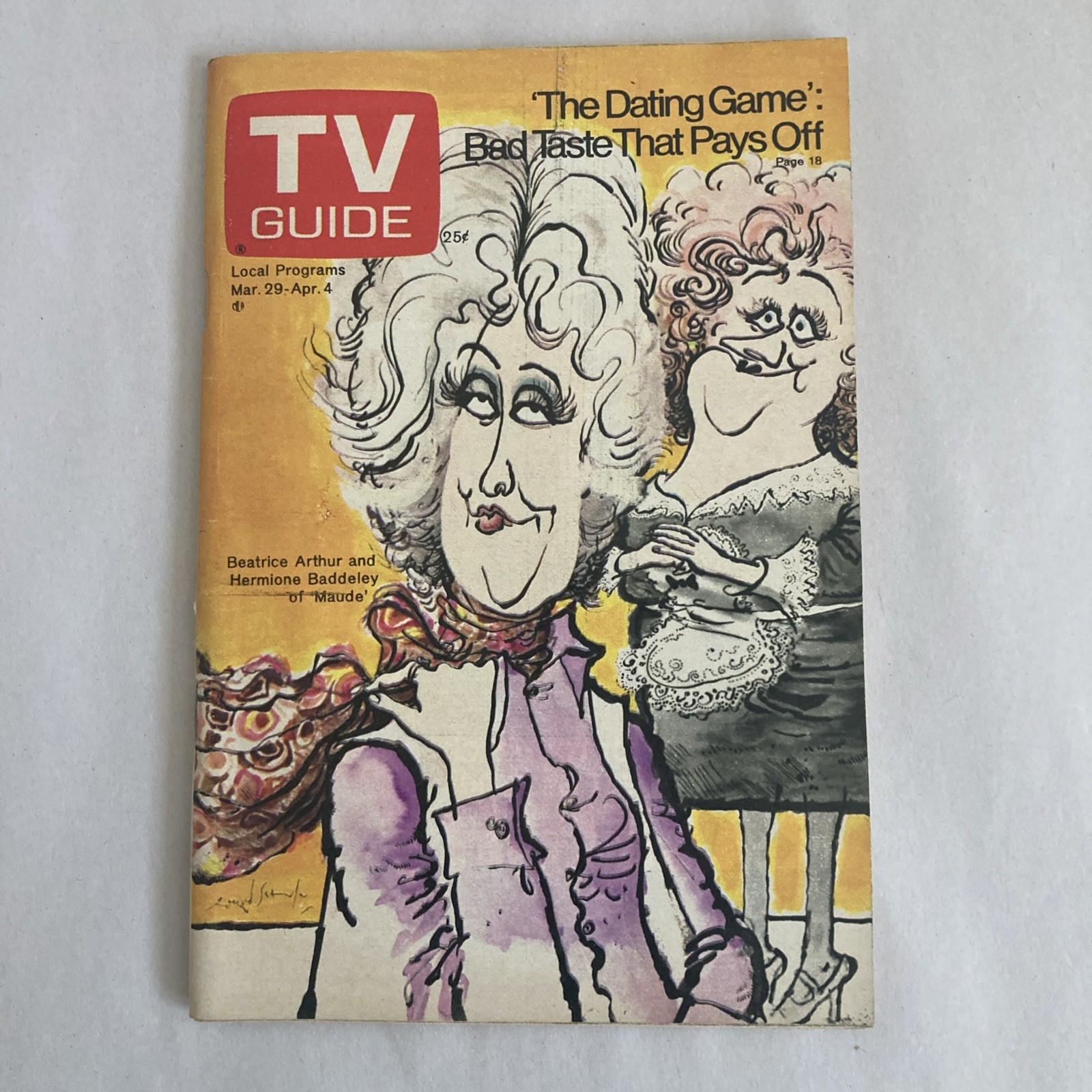 Vintage Orignal TV GUIDE Maude Beatrice Arthur 1975 Issue #1148