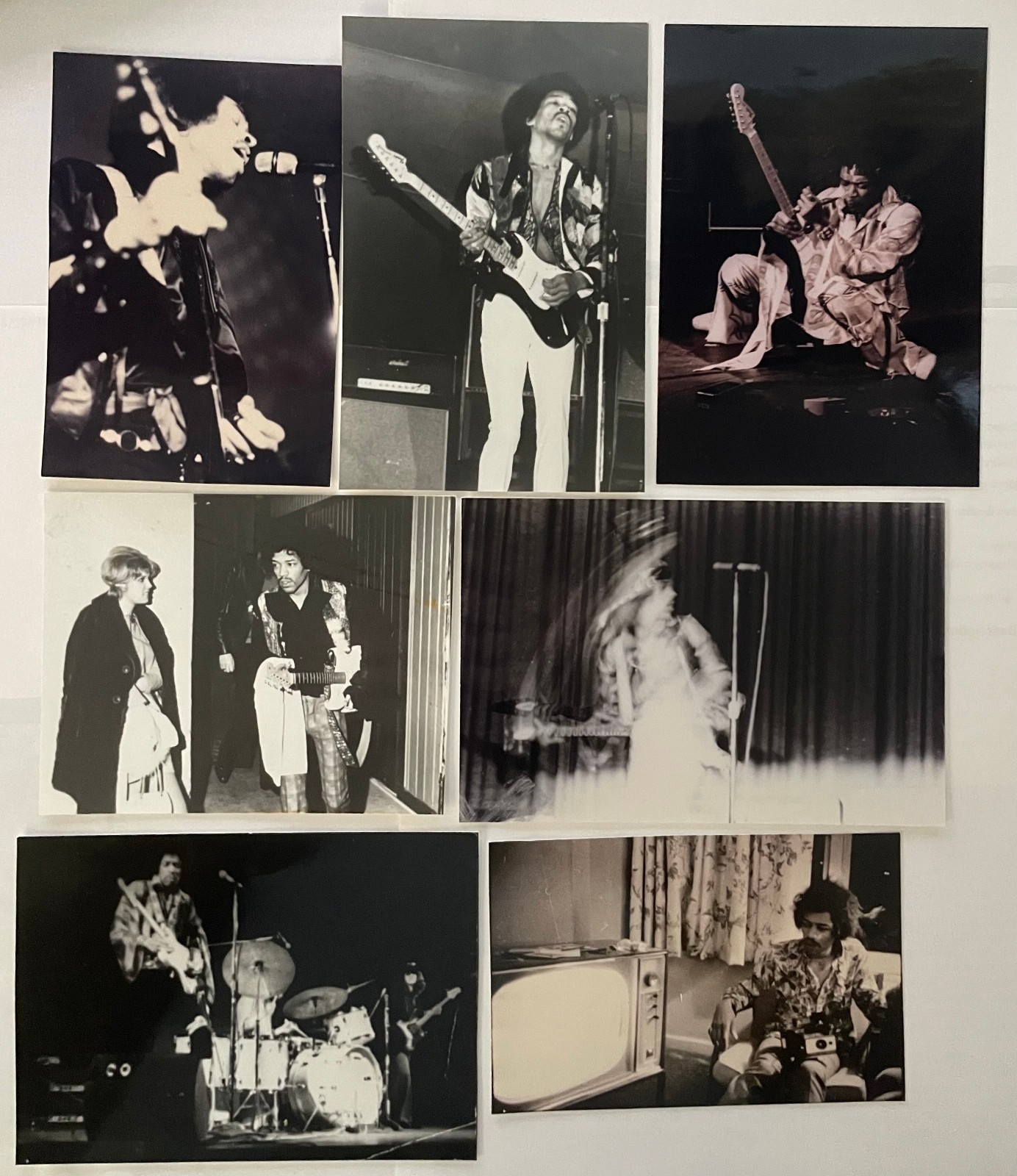 JIMI HENDRIX Photographs, Lot of 7, Originals on Kodak Paper
