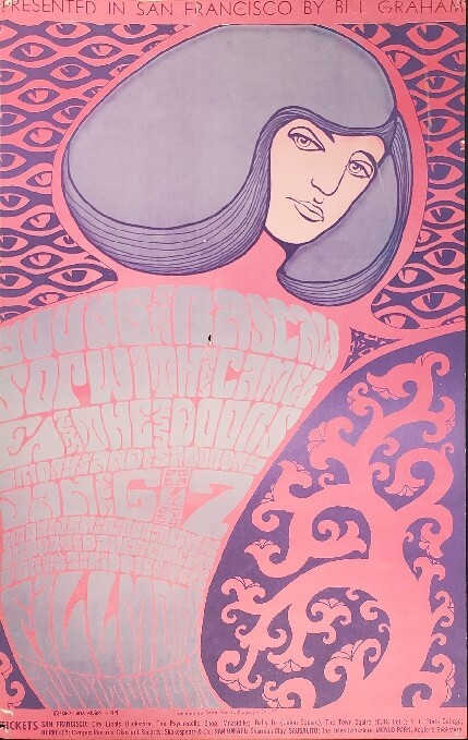 The Doors/The Young Rascals 1967 Wes Wilson Concert Poster, Bill Grahan #44 23-3