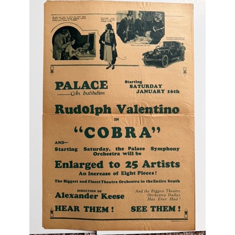 RARE 1925 Cobra Screen Scrapbook, Palace Theater, Cobra Movie Advertisement