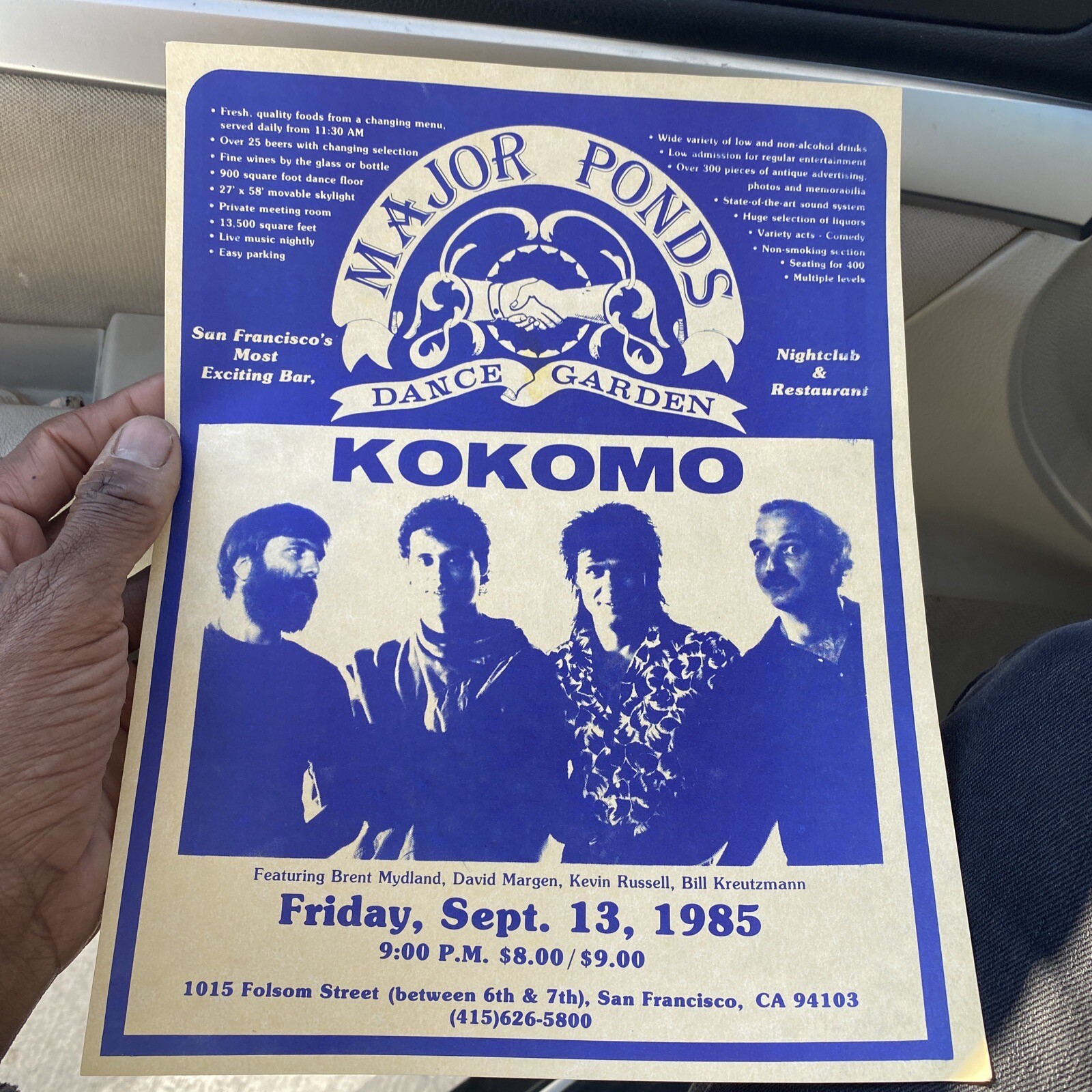 GRATEFUL DEAD BILL KREUTZMANN BRENT MYDLAND KOKOMO CONCERT POSTER 1985 SF