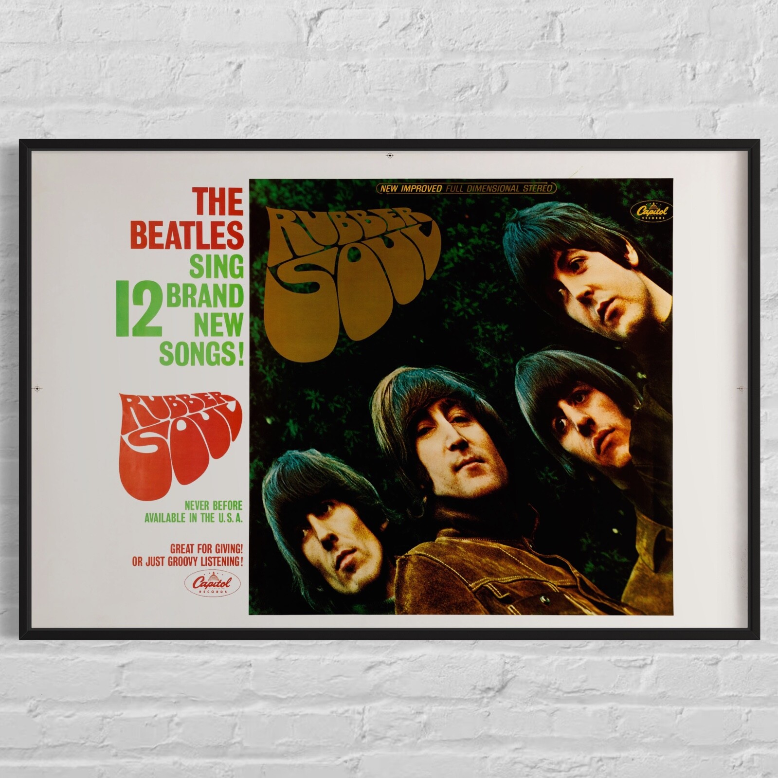 THE BEATLES ‘Rubber Soul’ 1965 US Capitol Records Promo Poster, 25″x38″
