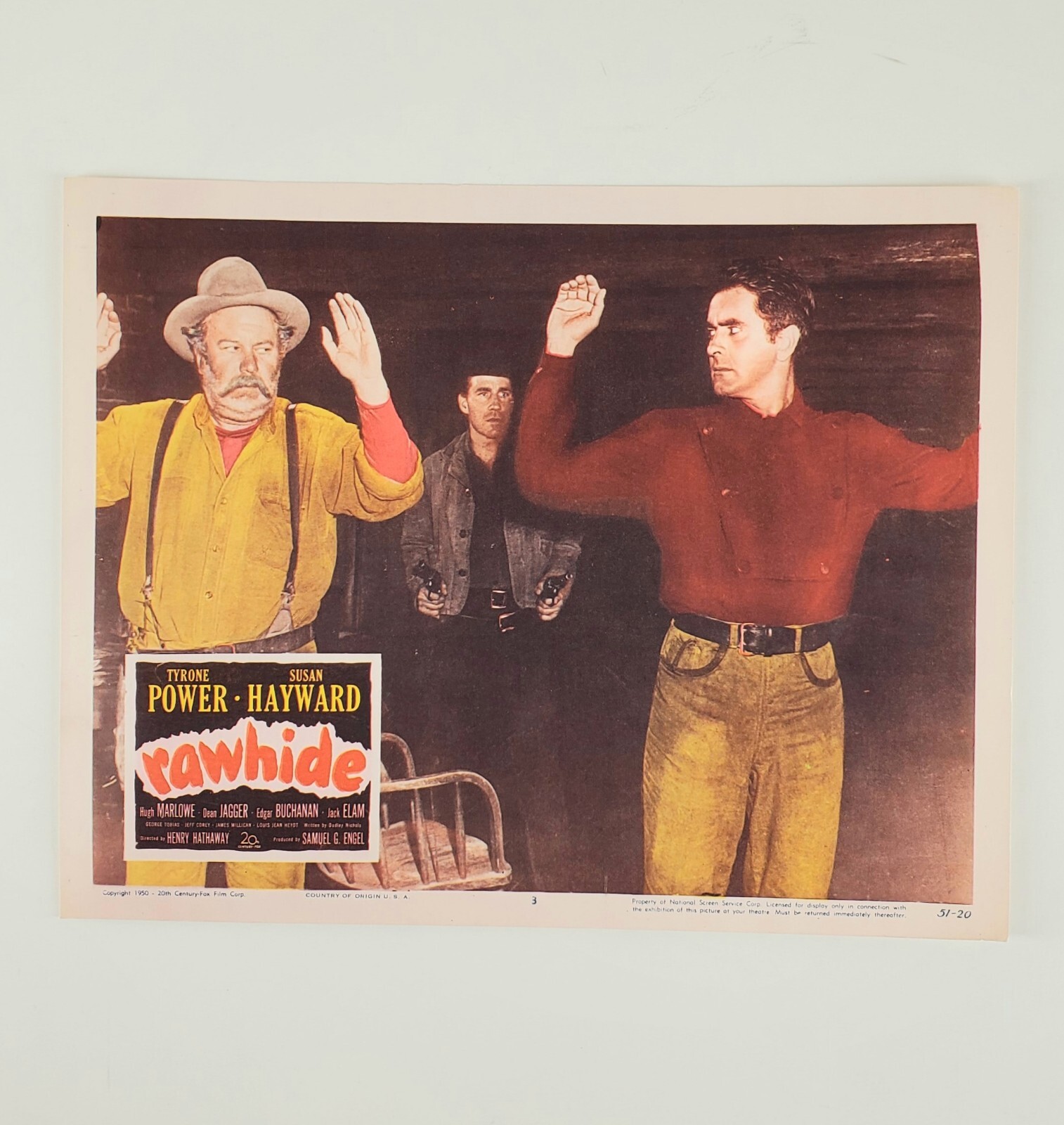 Rawhide 1951 lobby card 11 x 14 Tyrone Power Edgar Buchanan guns drawn