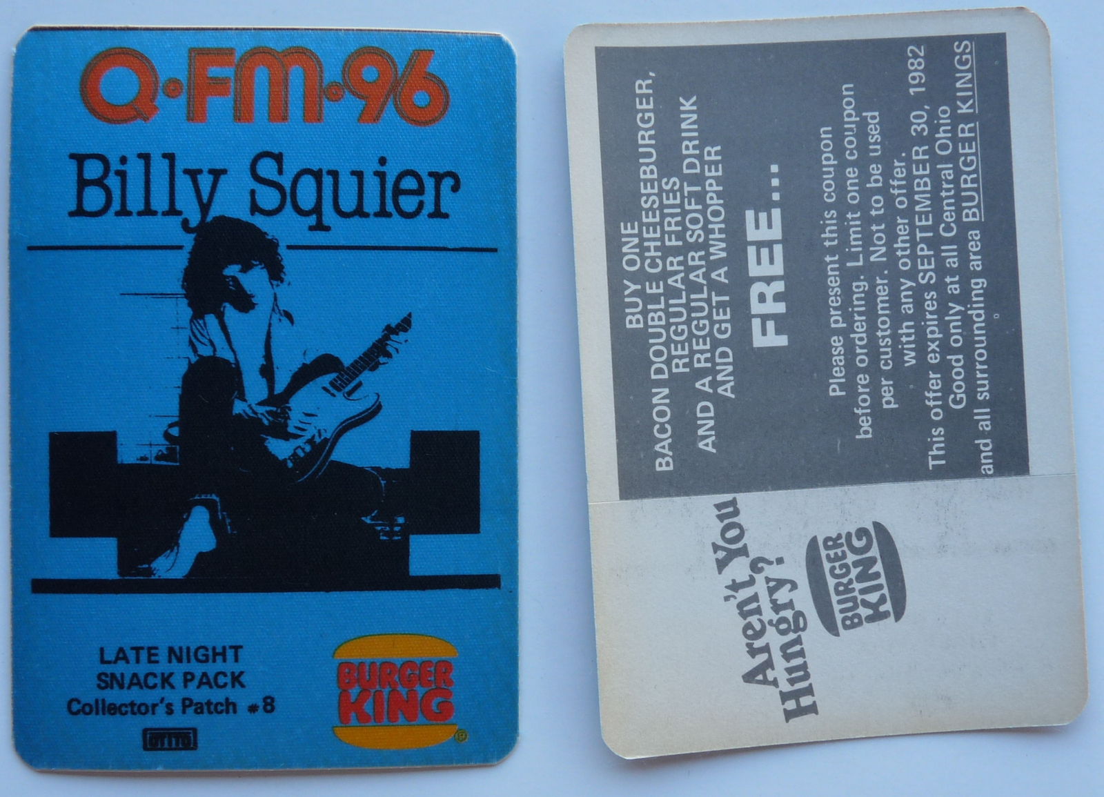 Billy Squier 1982 Burger King Patch #8 Concert Tour Red Backstage Pass D23