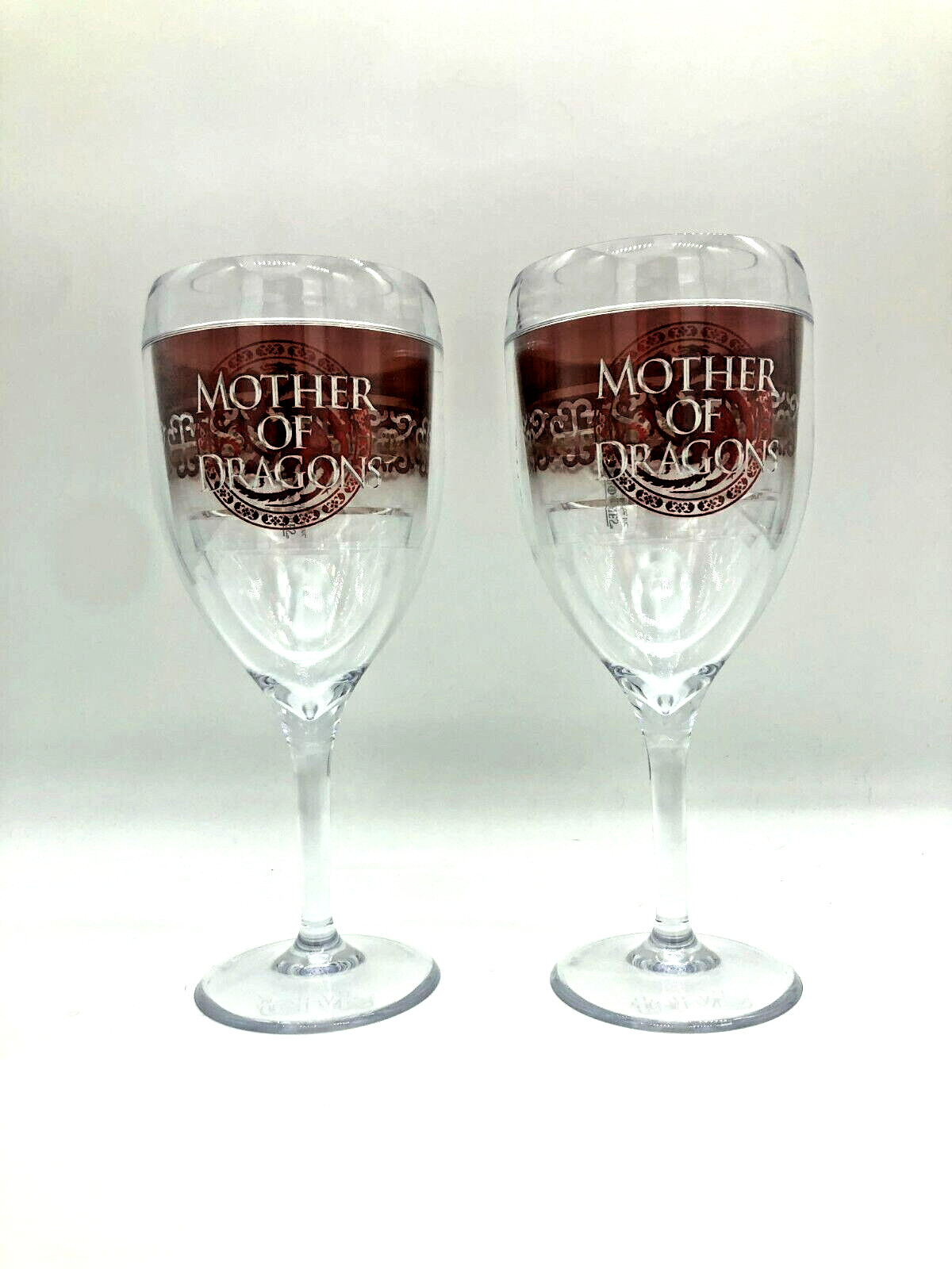 2 Large Game Of Thrones MOTHER OF DRAGONS Large Plastic Wine Glasses 10oz 8.5″
