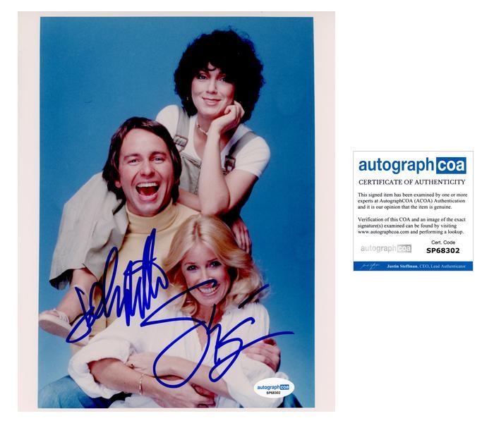 John Ritter & Suzanne Somers “Three’s Company” AUTOGRAPHS Signed 8×10 Photo ACOA