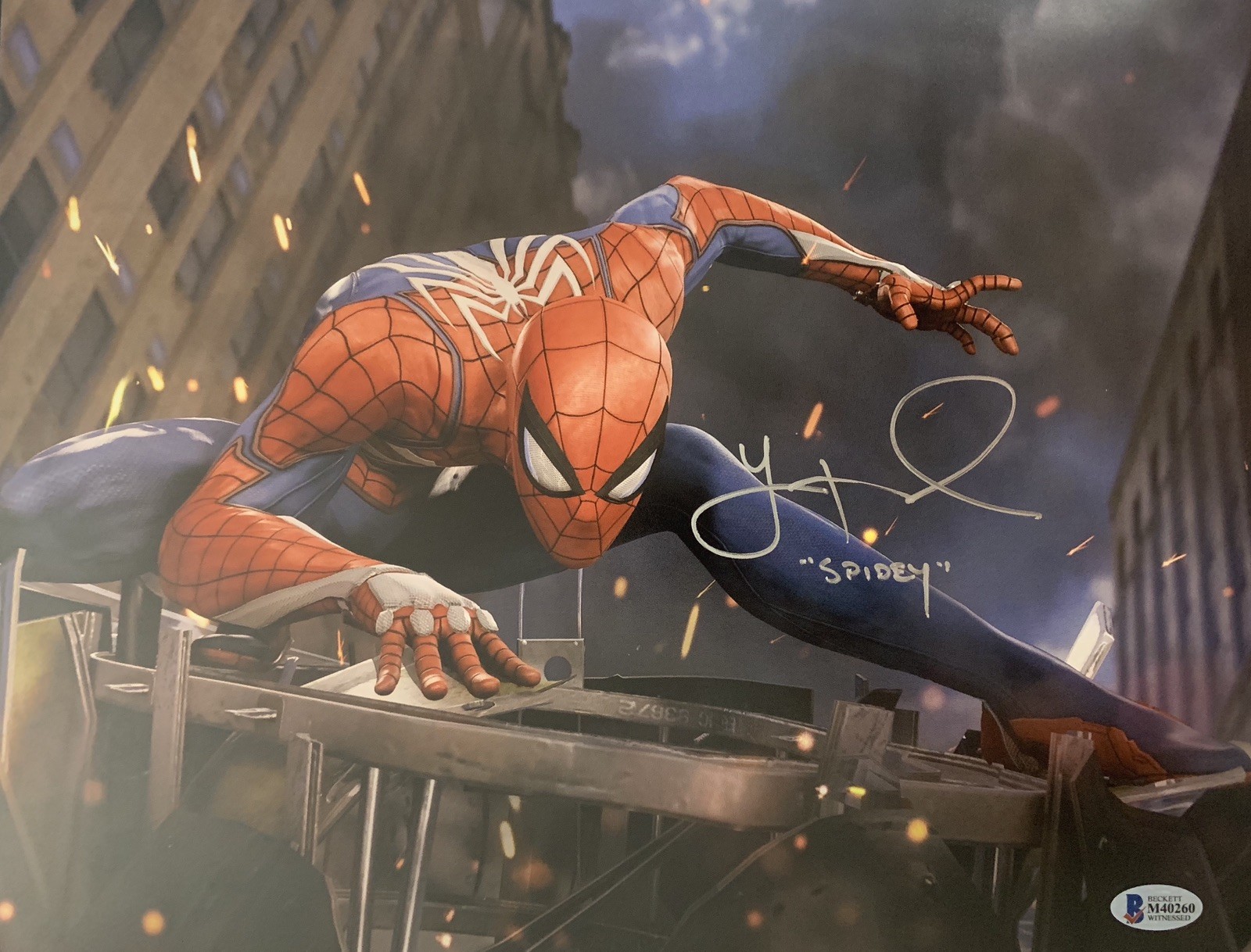 YURI LOWENTHAL SIGNED SPIDER-MAN 11X14 PHOTO NINTENDO PS4 BECKETT WITNESS COA