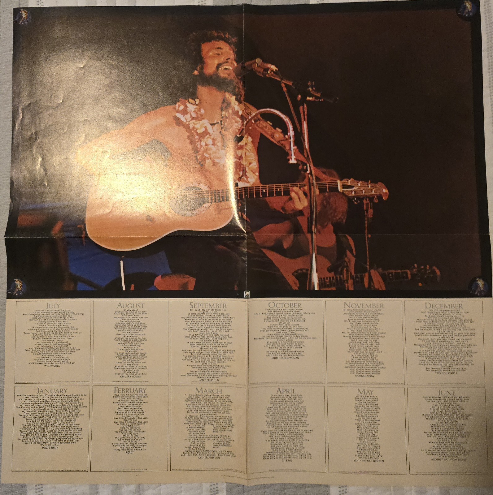 Cat Stevens Greatest Hits 1975 Promotional Poster Lyric Sheet 22″