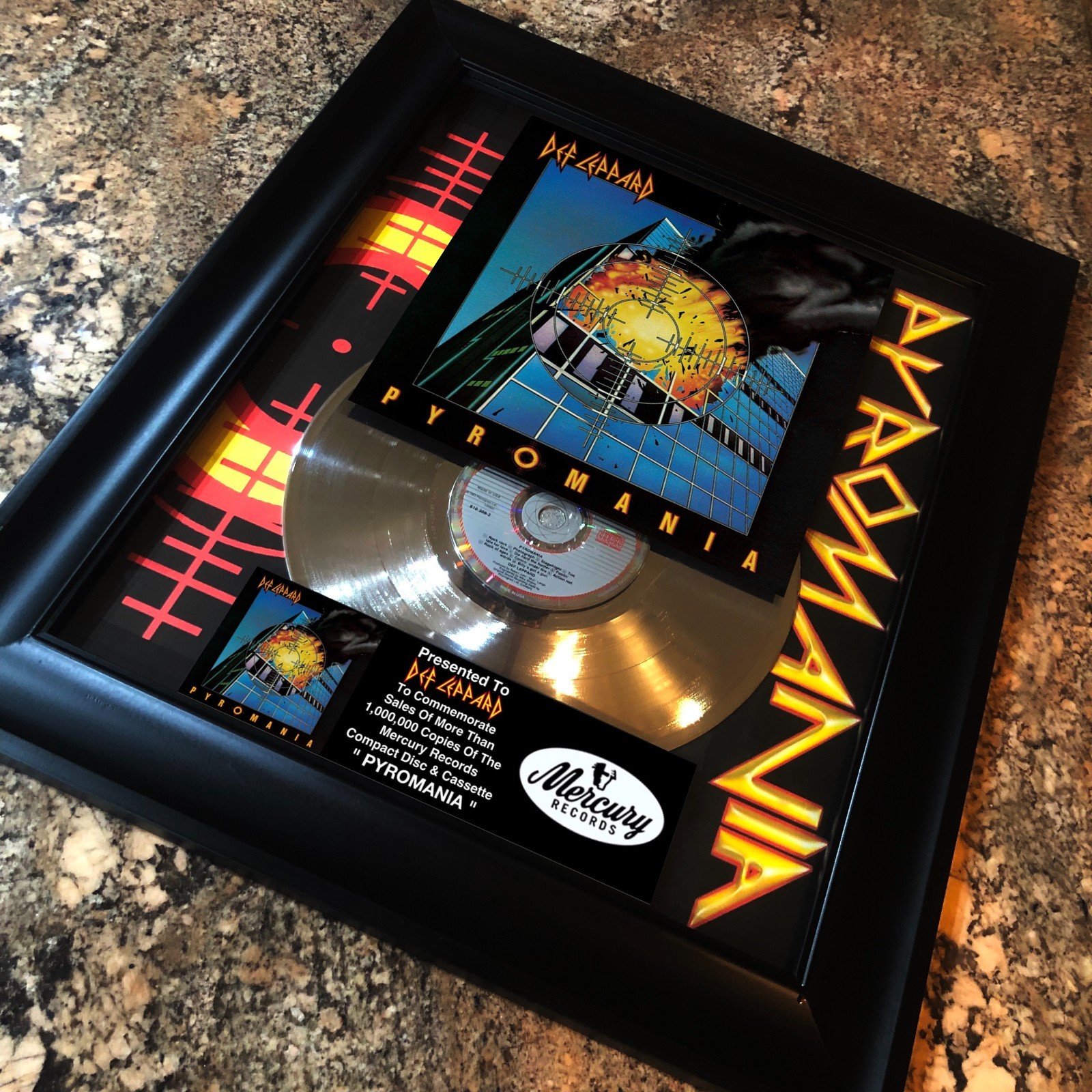 Def Leppard ( PYROMANIA ) Platinum Music Award Vinyl LP Record CD