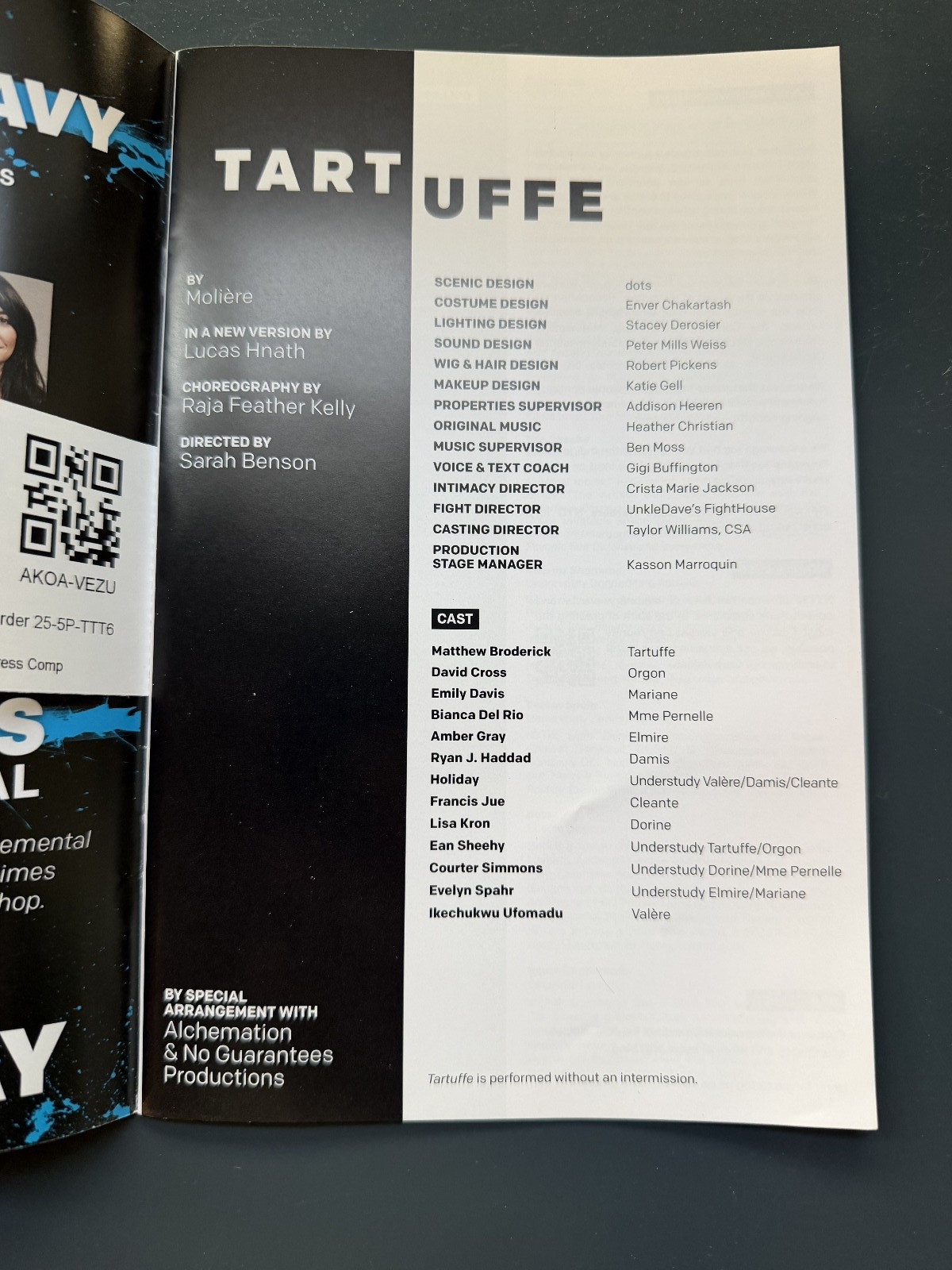 Off-Broadway PLAY Program Playbill 2025 TARTUFFE Matthew Broderick Amber Gray
