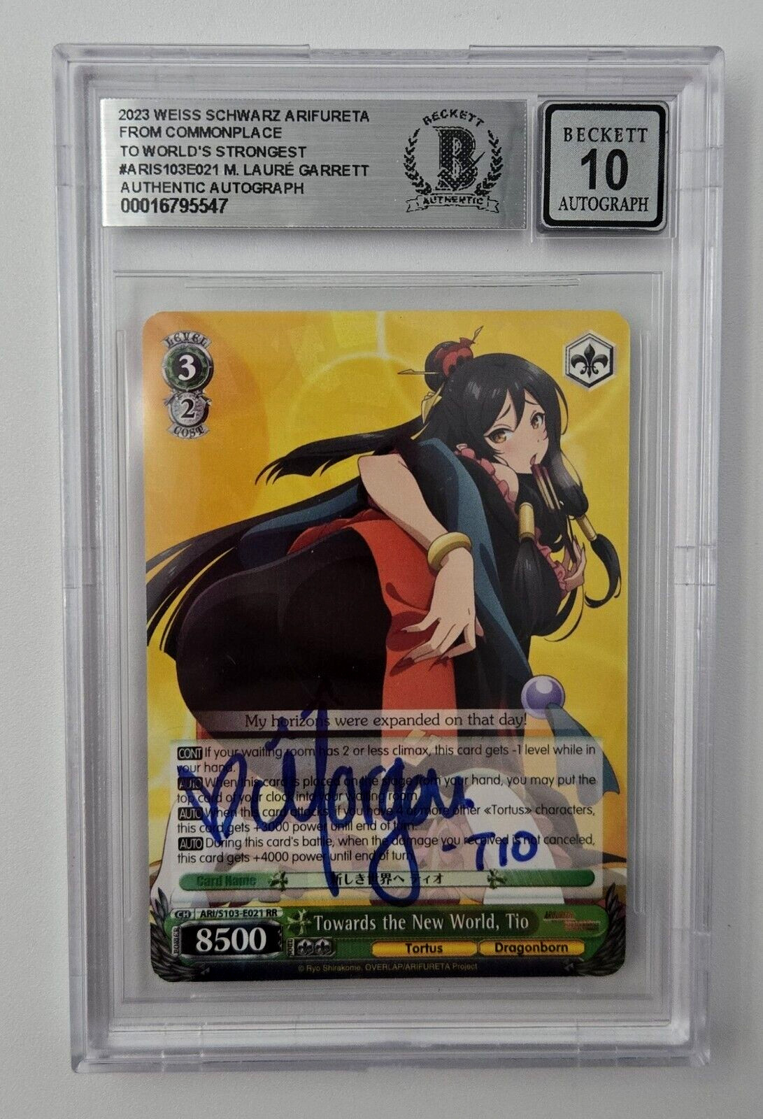 Morgan Laure Signed Card Tio Klarus Autograph Arifureta Weiss Schwarz Beckett