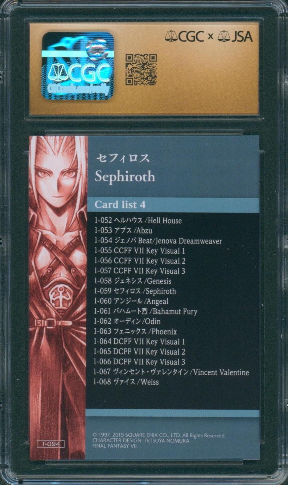 George Newbern Signed Card Final Fantasy 7 Sephiroth Pristine 10 CGC x JSA SLAB