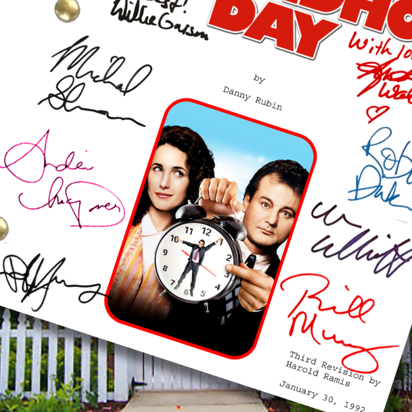 Groundhog Day Script Cast Signed Autograph Reprints & 8x10in Signed Reprint Pic