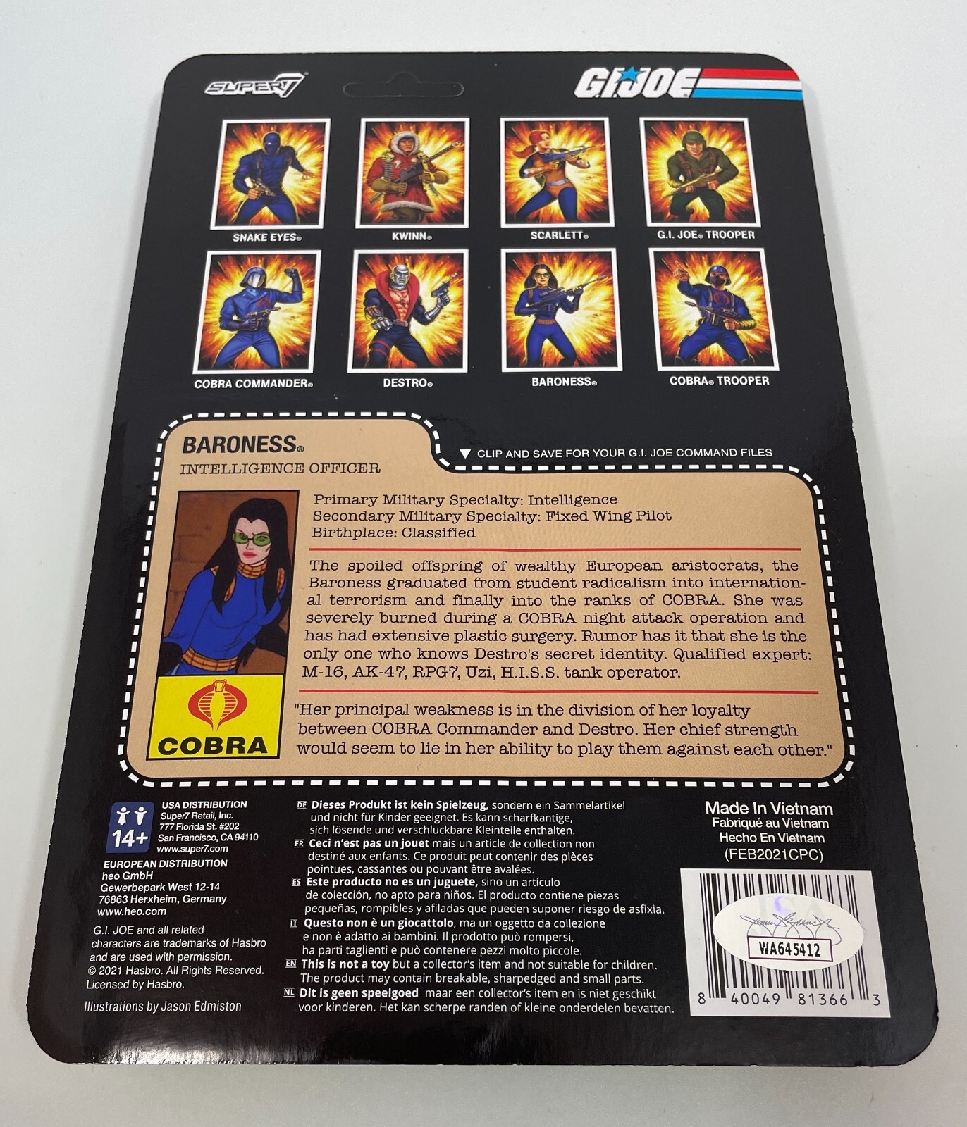 MORGAN LOFTING Hand Signed GI JOE Action Figure BARONESS Autograph JSA COA CERT