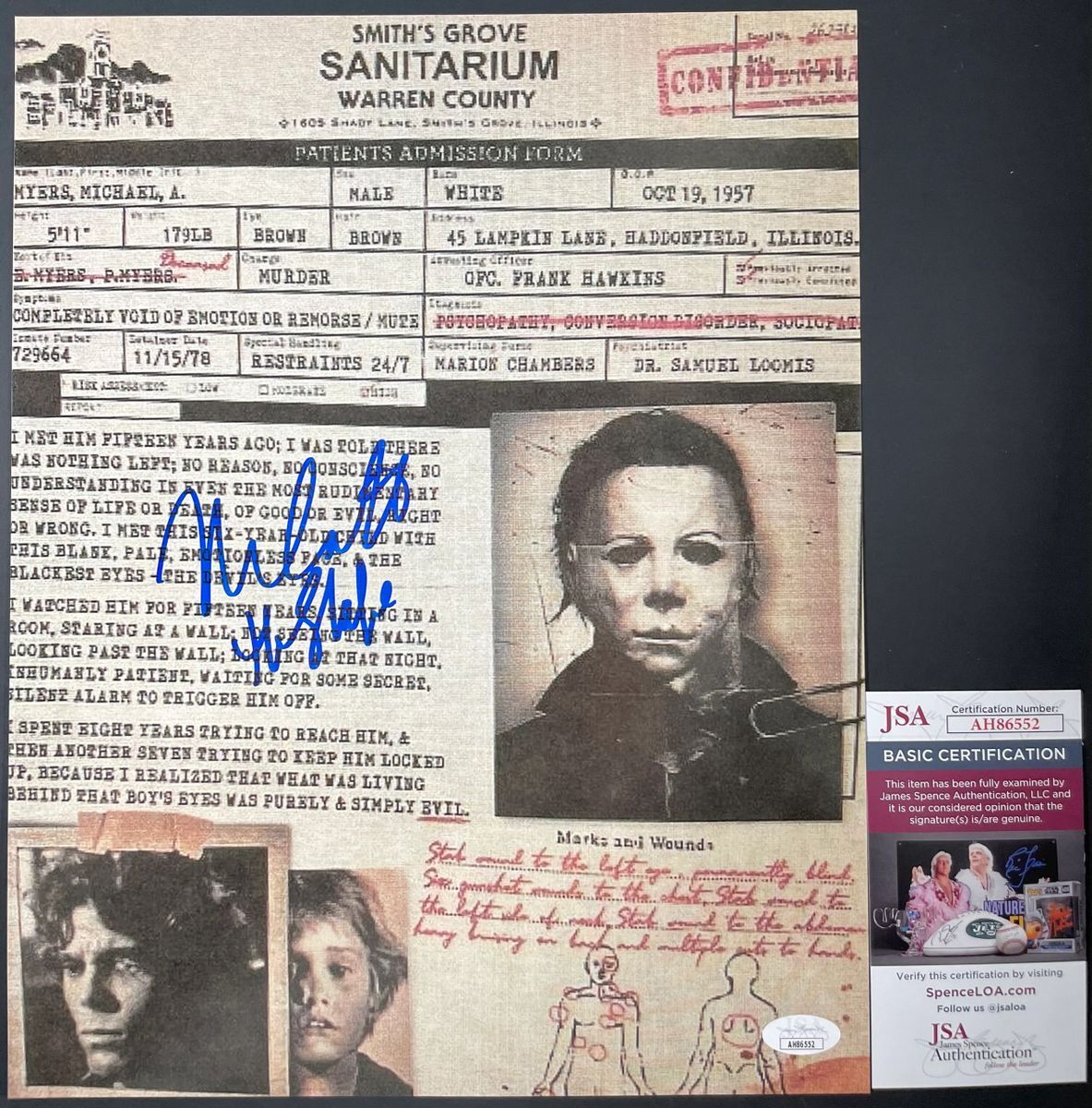 Nick Castle Signed Halloween Michael Myers 11×14 Photo L Autograph JSA COA