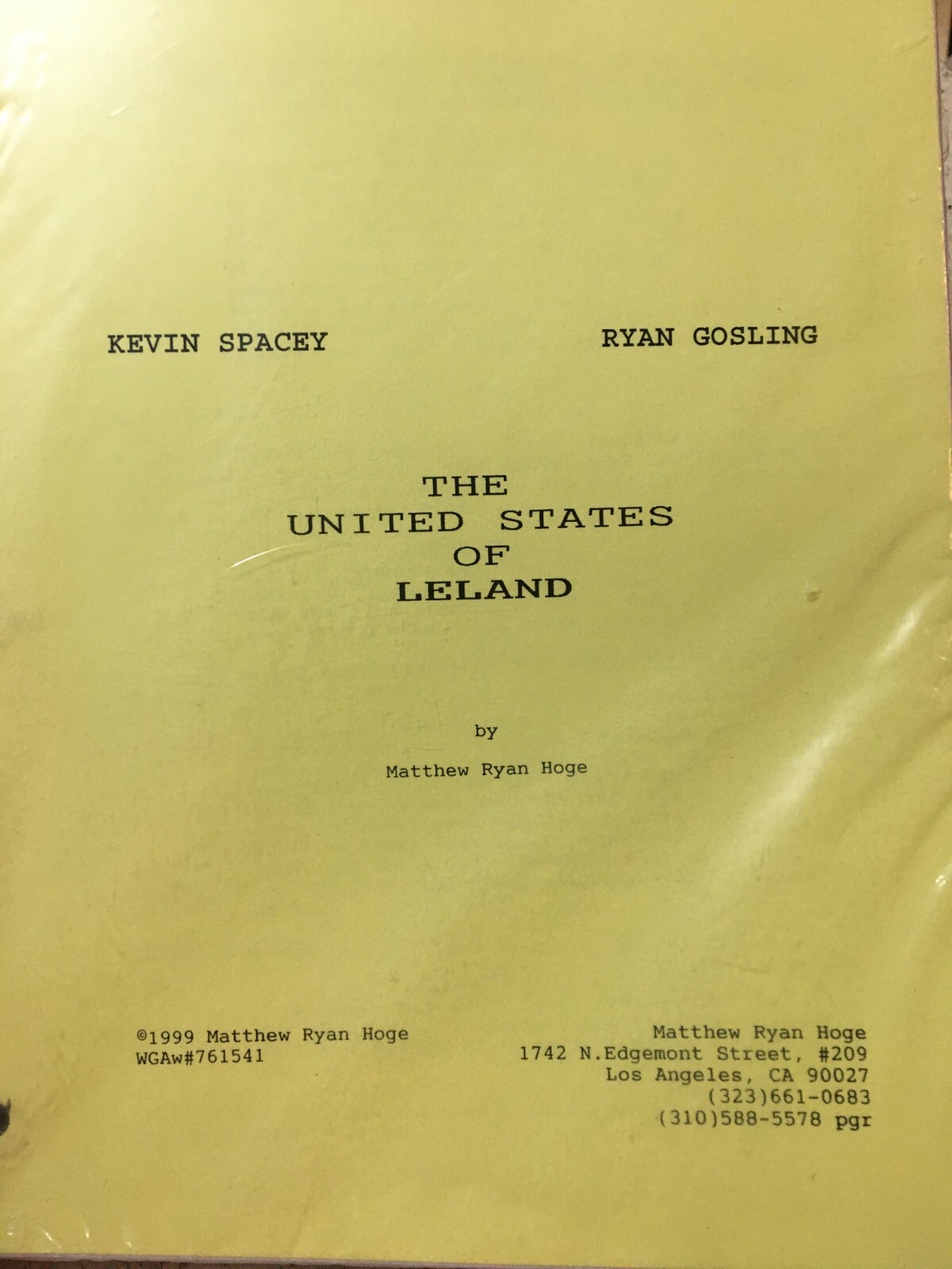 vintage 1999 screenplay ‘The United States of Leland’~by Matthew Ryan Hoge~vtg~