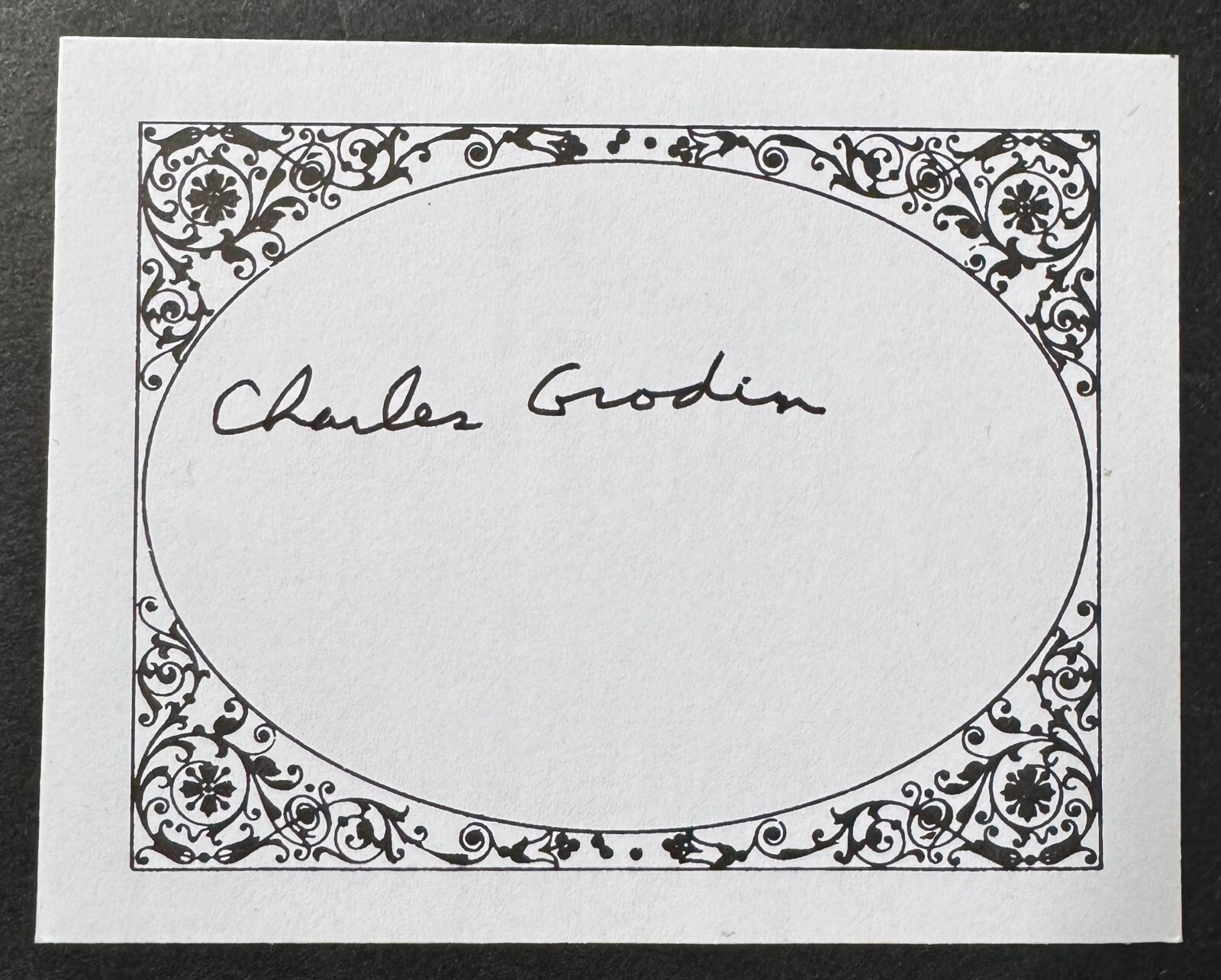 American Actor Charles Grodin Signed Index Autograped Unused Book Plate Comedian