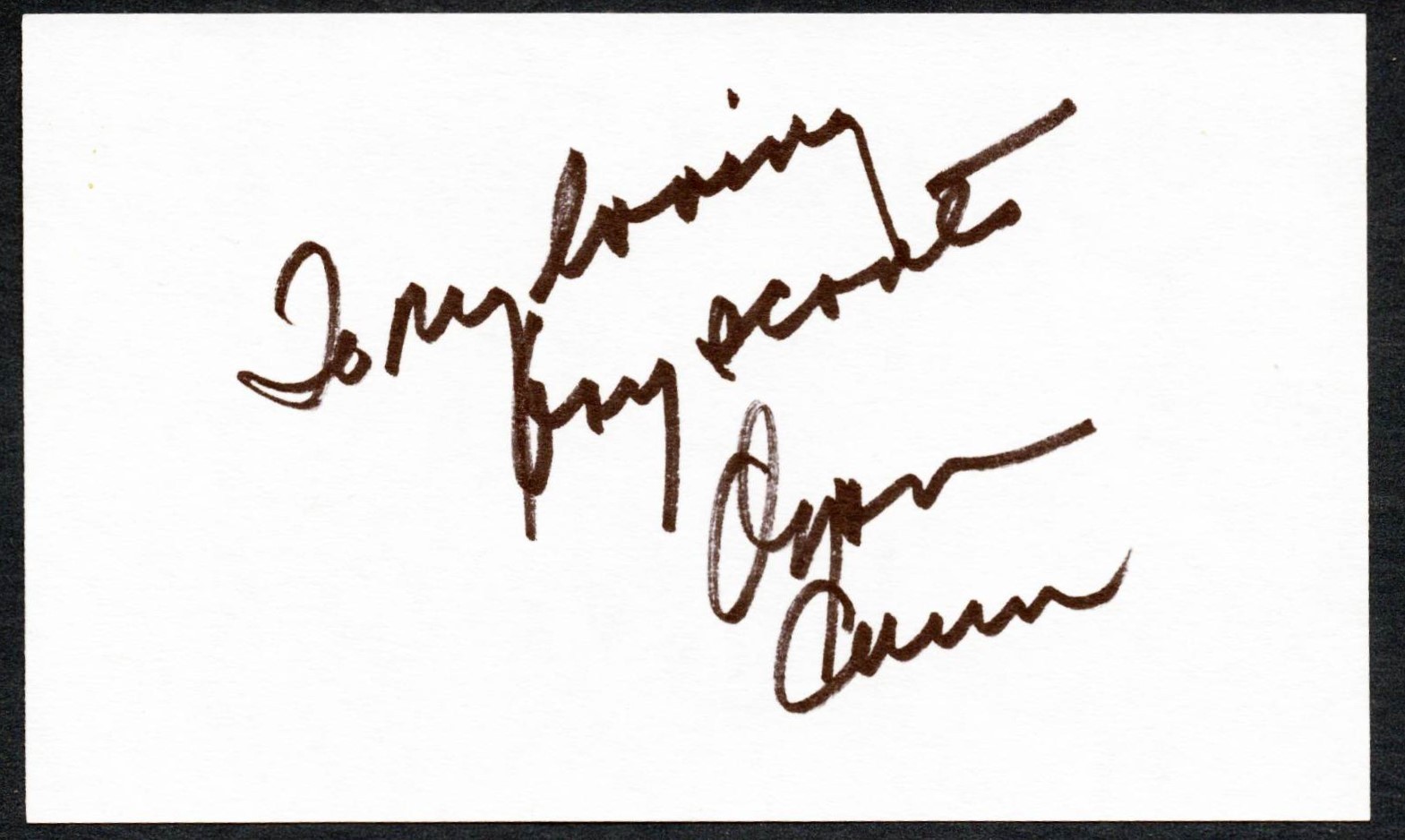 Dyan Cannon Signed Autographed 3×5 ndex Card..