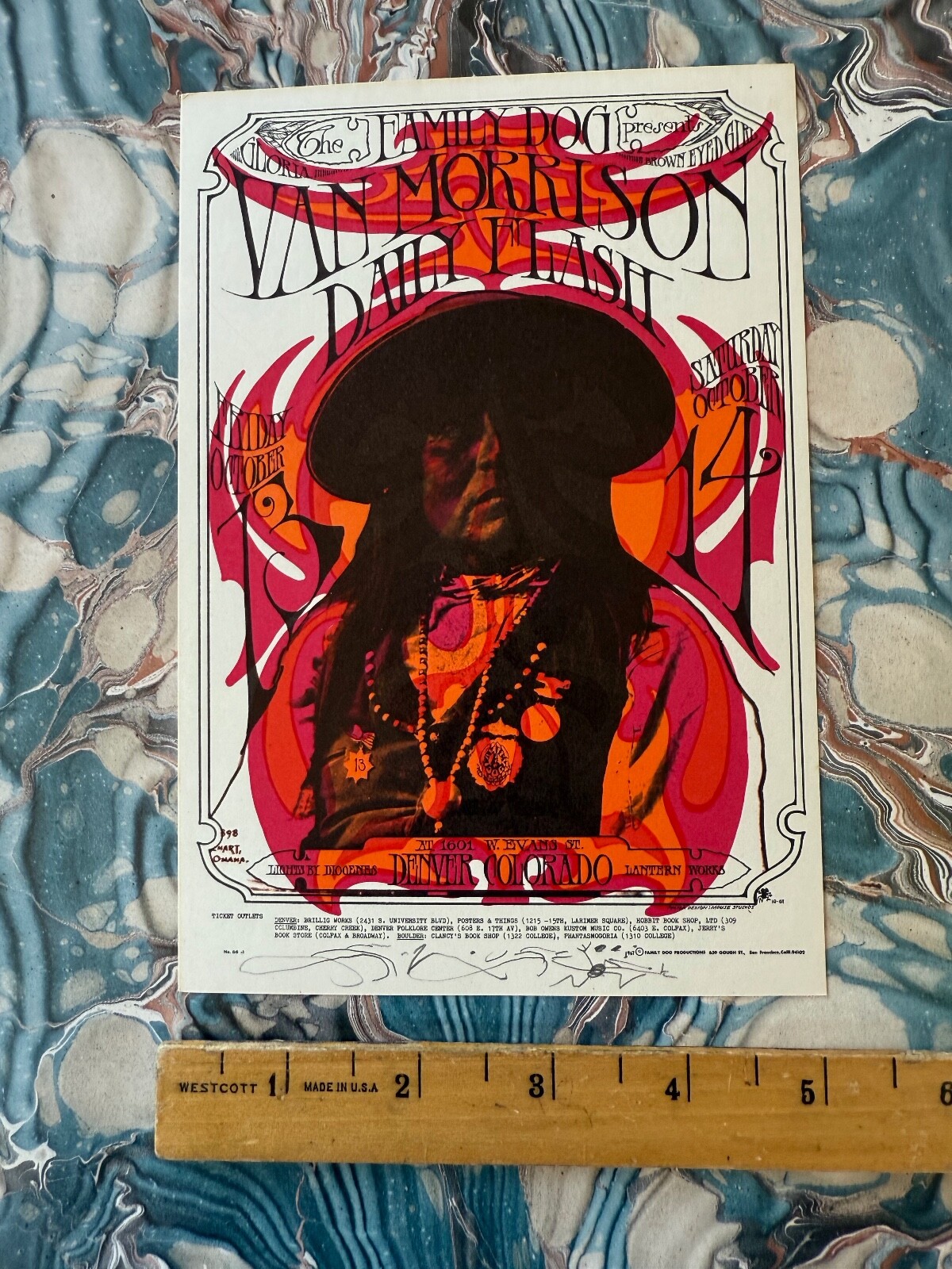 1968 LOVE Concert Original FD 109 Signed Postcard Stanley Mouse VAN MORRISON