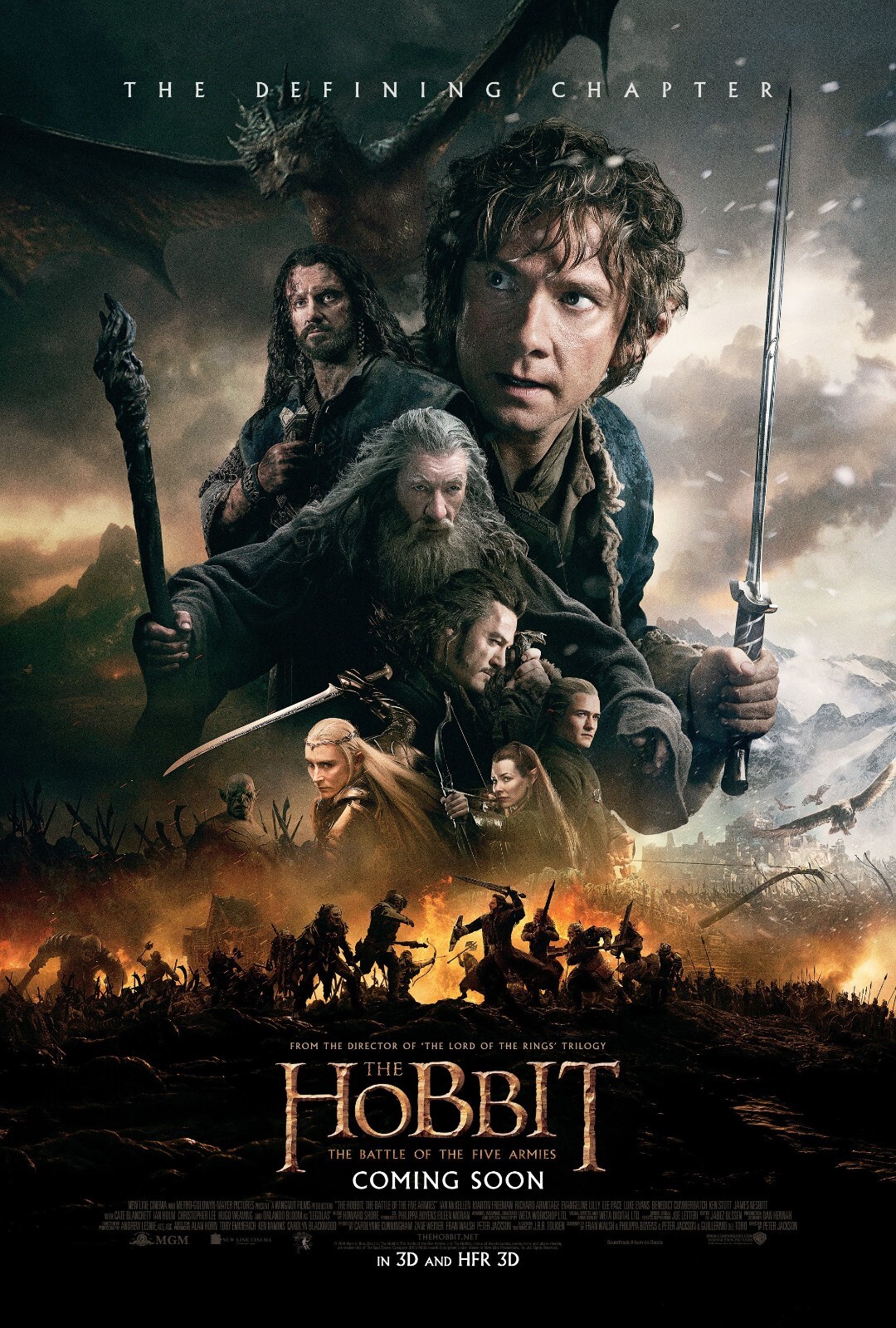 2014 The Hobbit The Battle Of The Five Armies Movie Poster 11X17 Bilbo 🍿