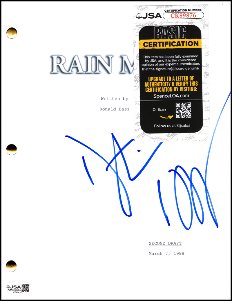 Dustin Hoffman Signed Autograph Rain Man Full Movie Script Screenplay w/ JSA COA
