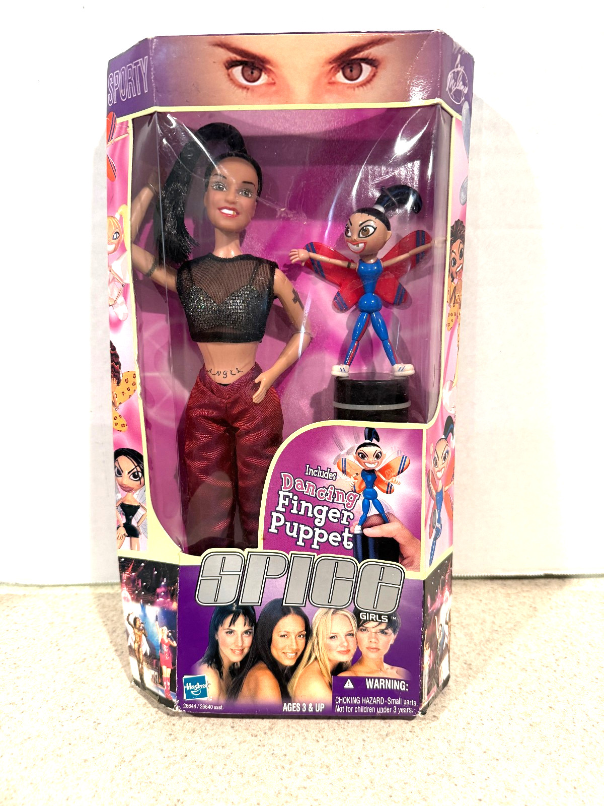 Hasbro Spice Girls Doll 1999 Viva Forever Sporty Spice with Finger Puppet