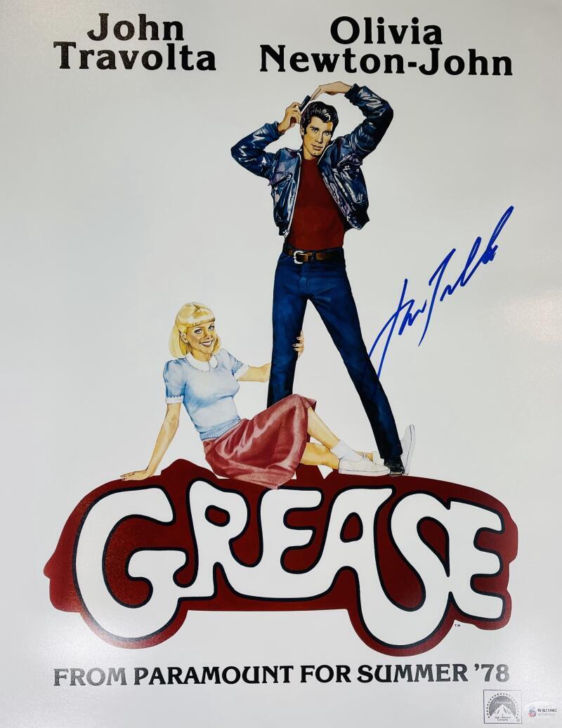 JOHN TRAVOLTA SIGNED GREASE 16X20 PHOTO MOVIE POSTER DANNY ZUKO AUTOGRAPH BAS 02