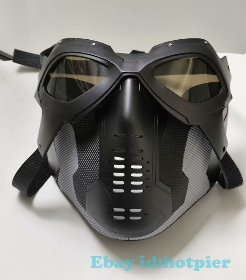 1/1 Winter Soldier Head Cover Mask + Glasses Prop Cosplay Rubber Wearable