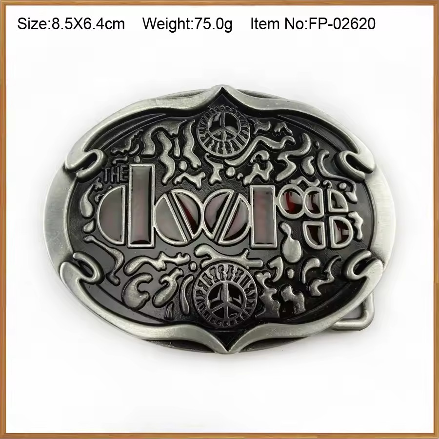 The Doors Belt Buckle Jim Morrison Classic Rock Pewter Enamel Jeans Biker