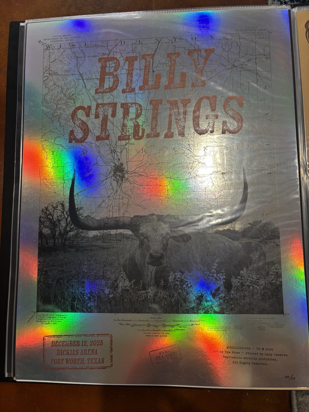 Billy Strings Foil Poster 12/11 Dickies Arena Fort Worth Texas 2025 Tim Shaw