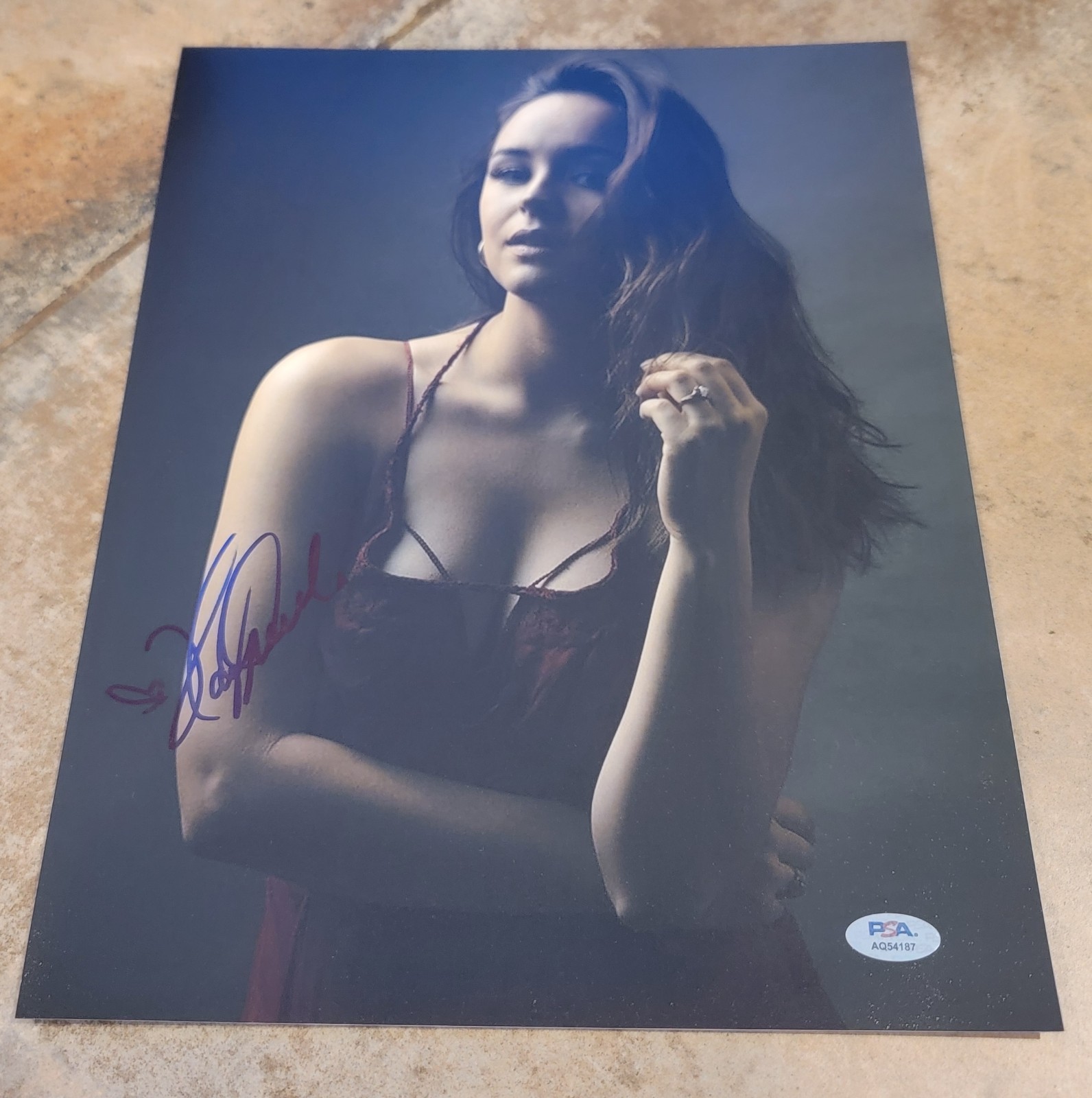 Hayley Orrantia signed 11×14 photo autograph PSA DNA photoshoot red top