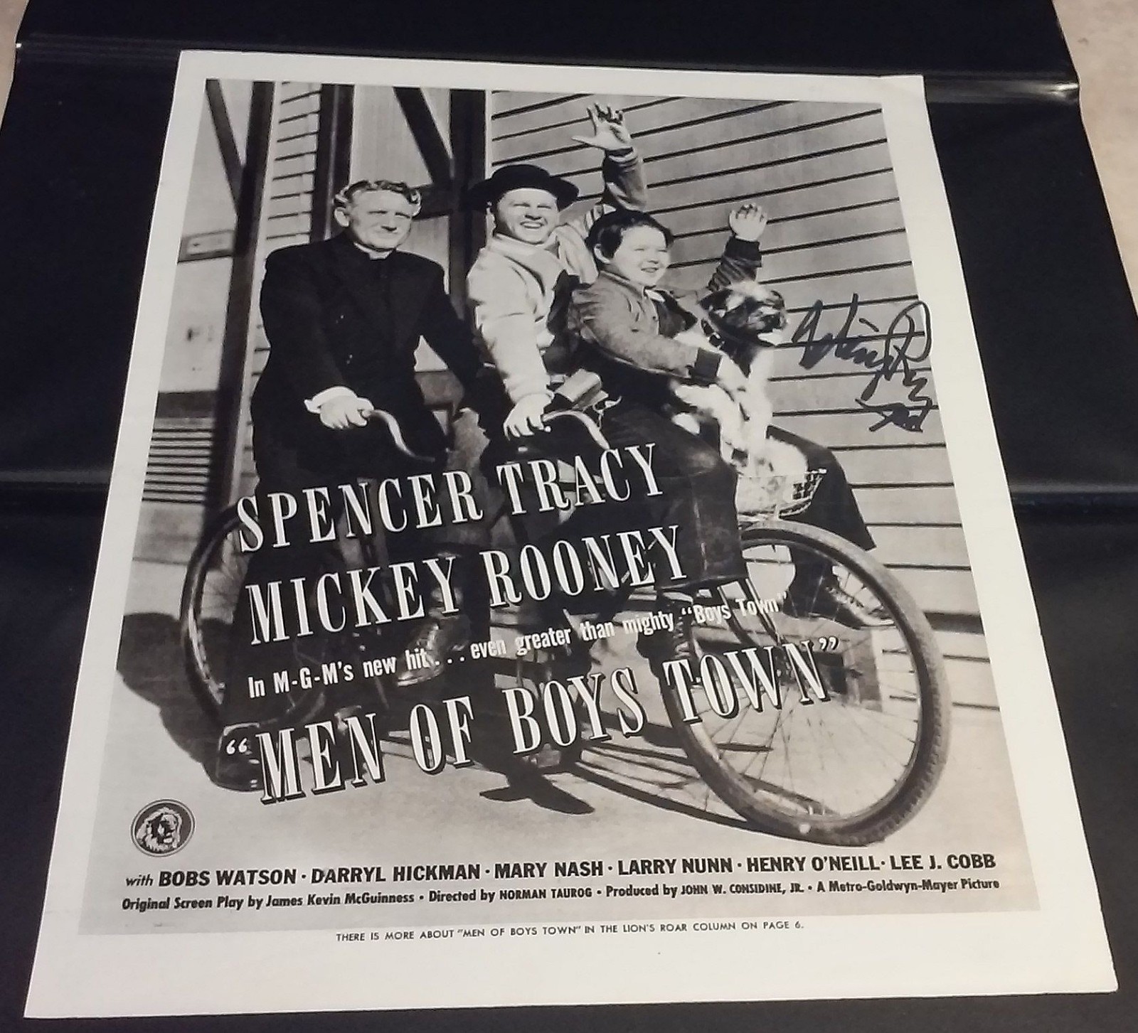MICKEY ROONEY – 1941 Advertisement for “Men of Boys Town” – SIGNED in Person