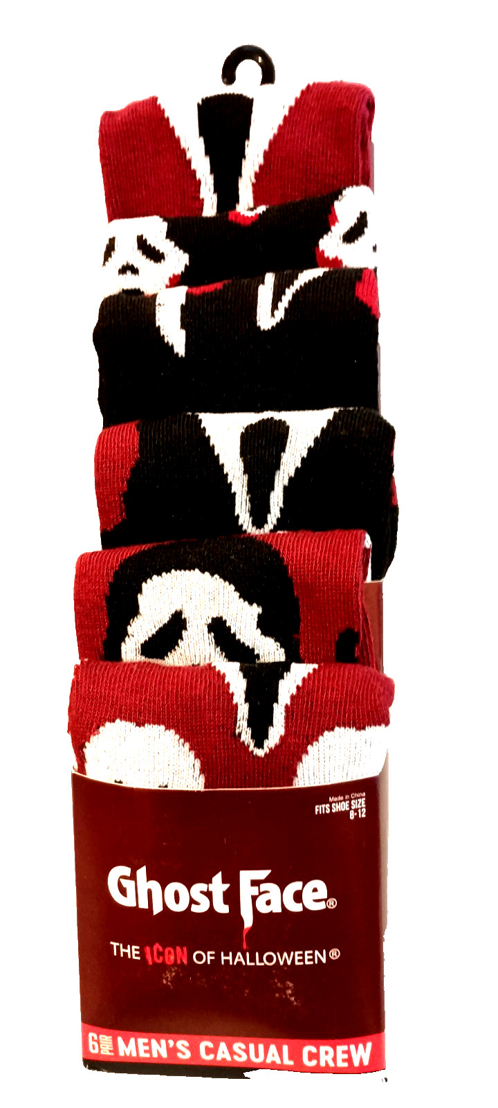 6 Pair Scream Horror Ghost Face Men’s Casual Crew Socks Sz 8-12 New NOS 2024