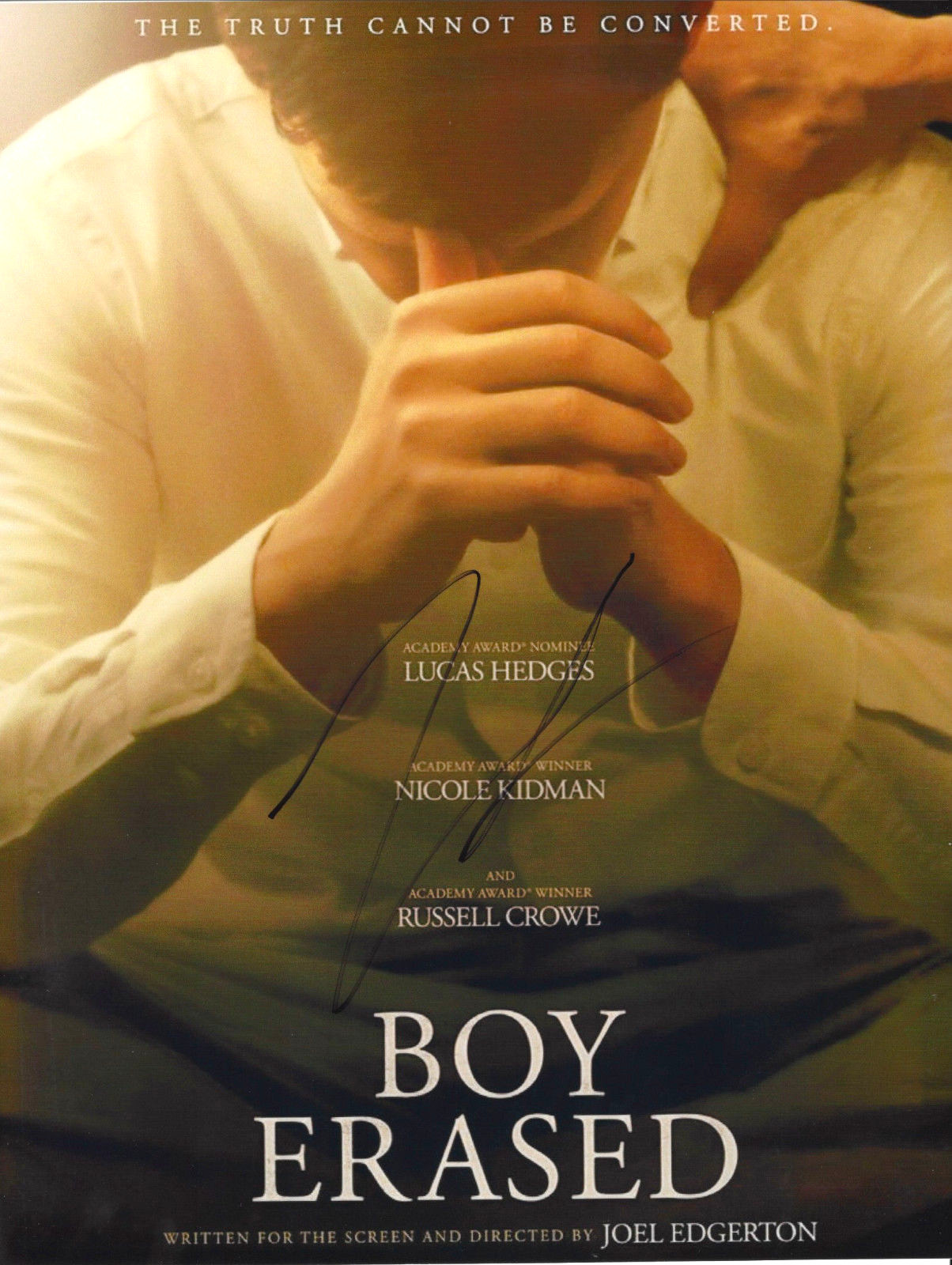 LUCAS HEDGES SIGNED AUTHENTIC ‘BOY ERASED’ POSTER PHOTO w/COA ACTOR MID90s