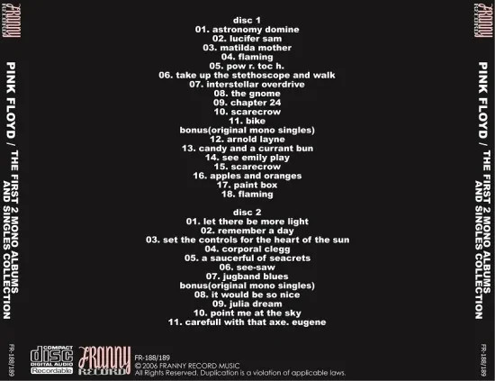 PINK FLOYD / THE FIRST 2 MONO ALBUM AND SINGLES COLLECTION / 2CD