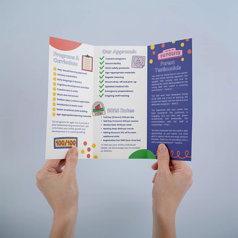 CUSTOM A4 flyer fold price list introduction 157gms double-sided printing poster