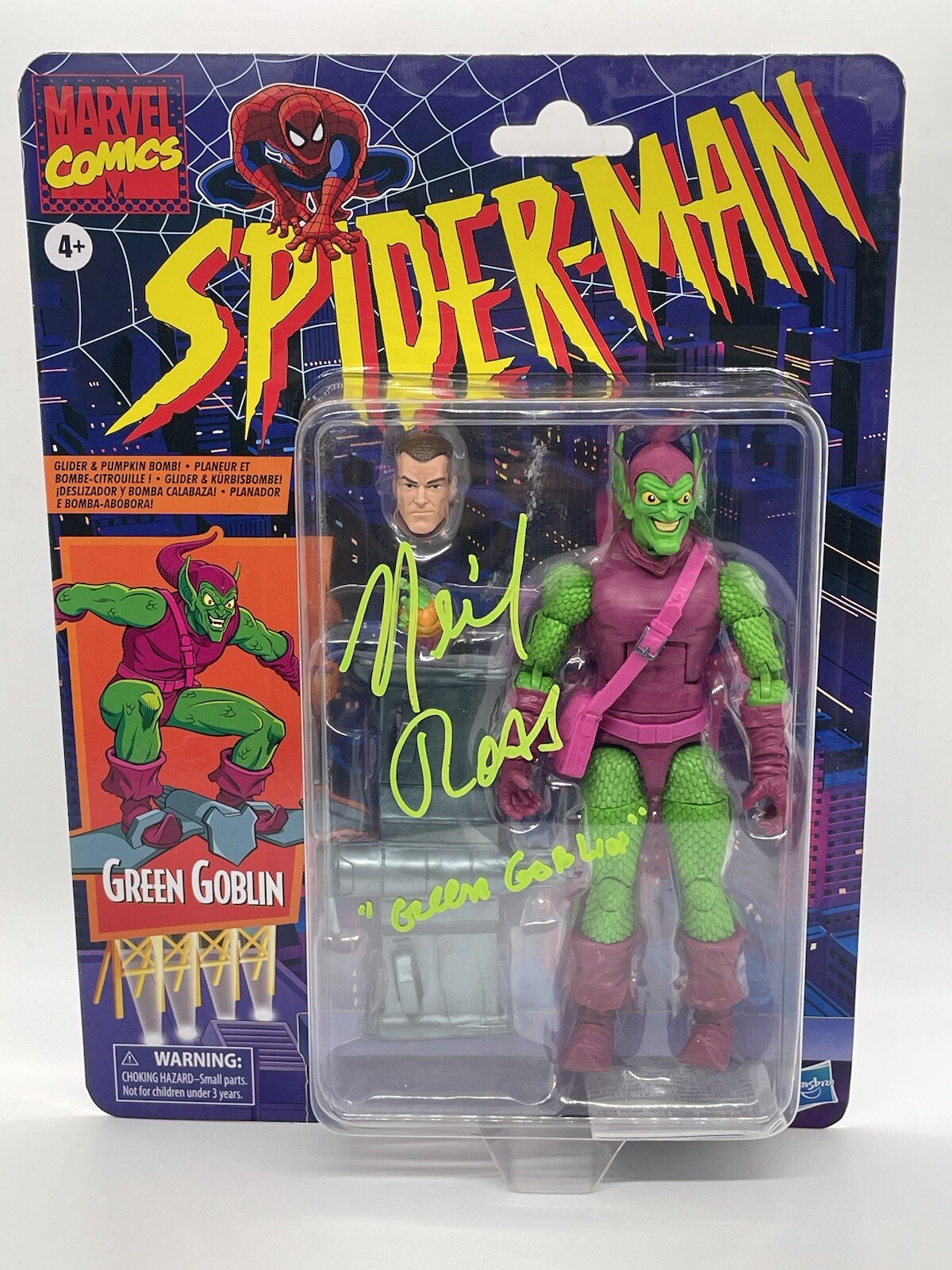Neil Ross Signed Spiderman Retro Green Goblin Marvel Legends 6” Figure JSA COA