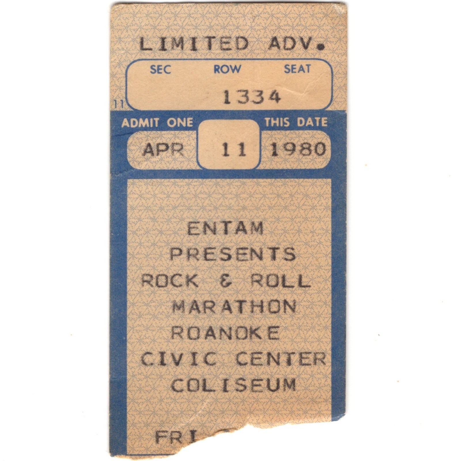 FRANK MARINO HUMBLE PIE MOTHERS FINEST ANGEL Concert Ticket Stub 1980 ROANOKE VA