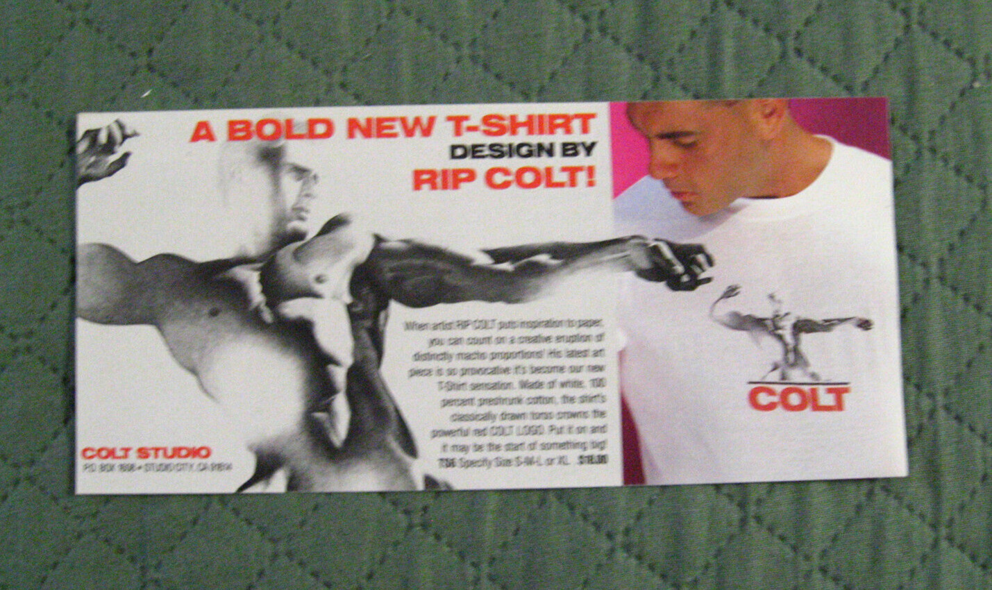 Colt Studio T Shirt Tank Top 1990 Promo Flyer – Gay Erotica Vintage Porn Stars